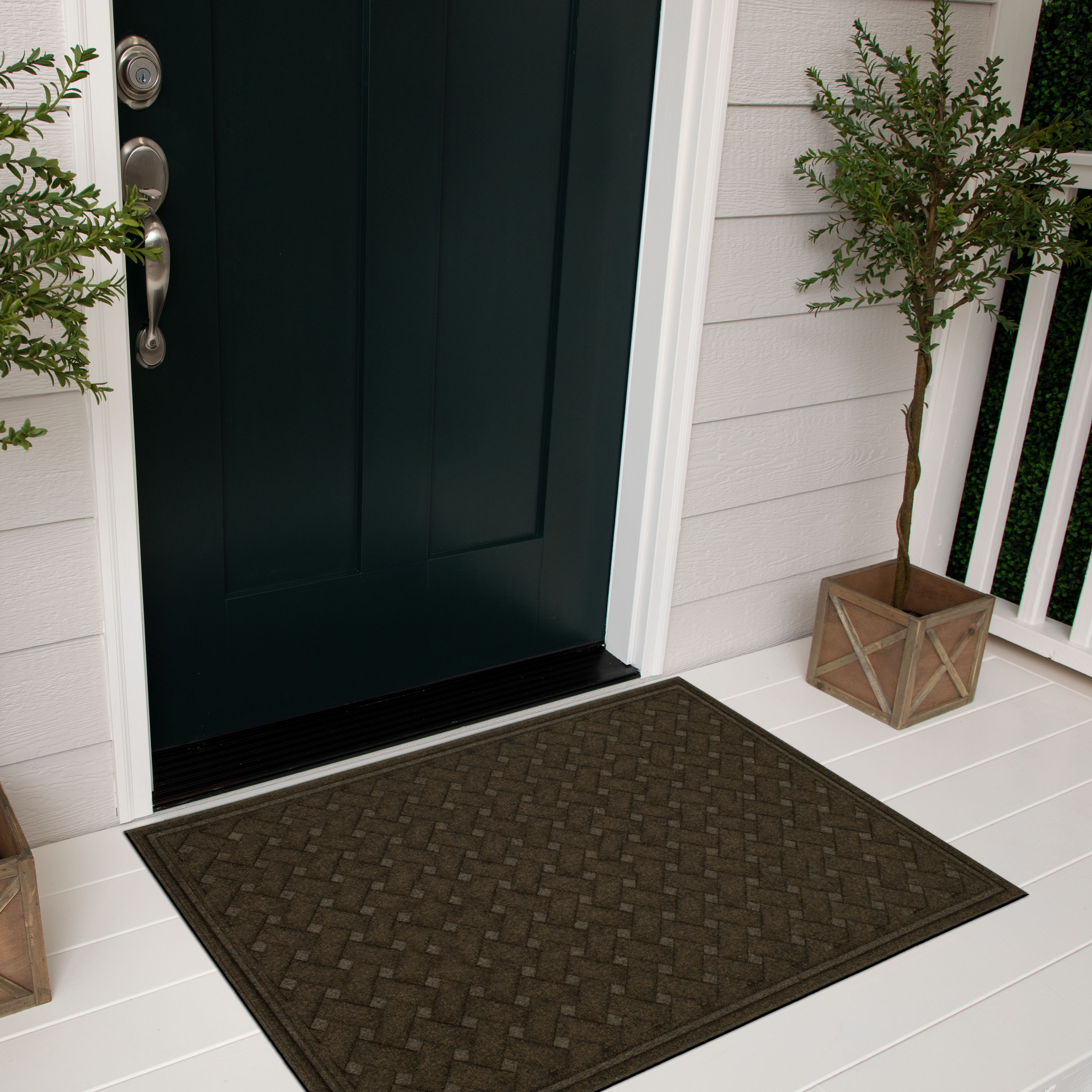 allen + roth 2-ft x 3-ft Black Rectangular Indoor or Outdoor Welcome Door  Mat in the Mats department at
