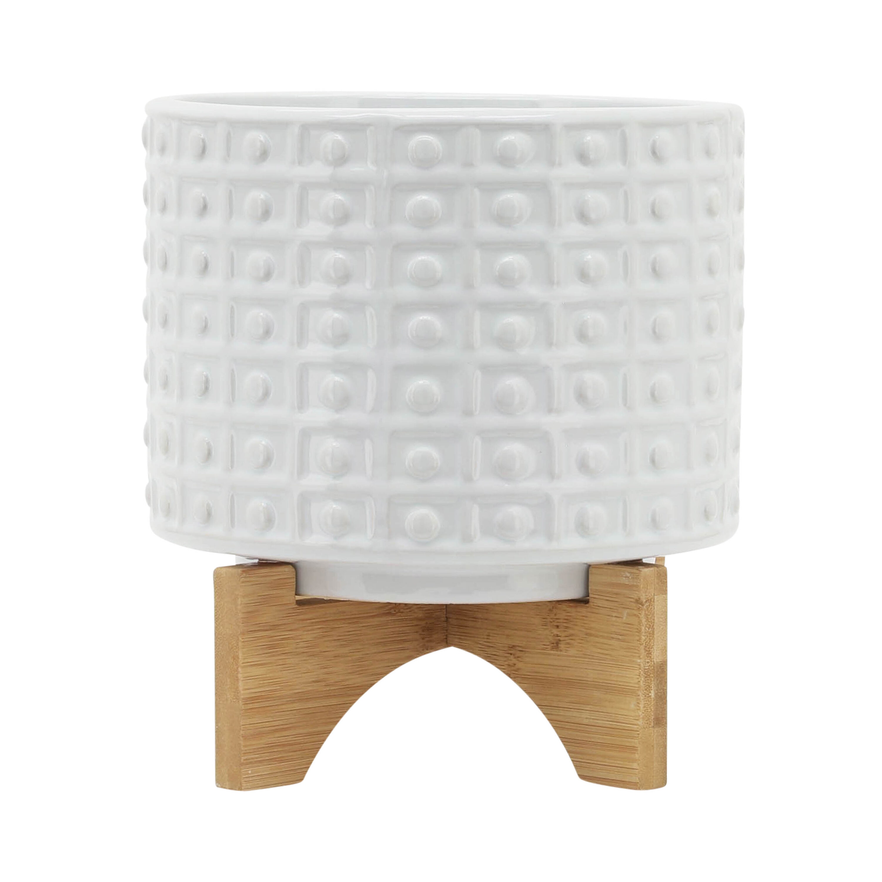Siavonce XH06840 8.0-in W x 10-in H x 8-in D White Ceramic Indoor/Outdoor Planter