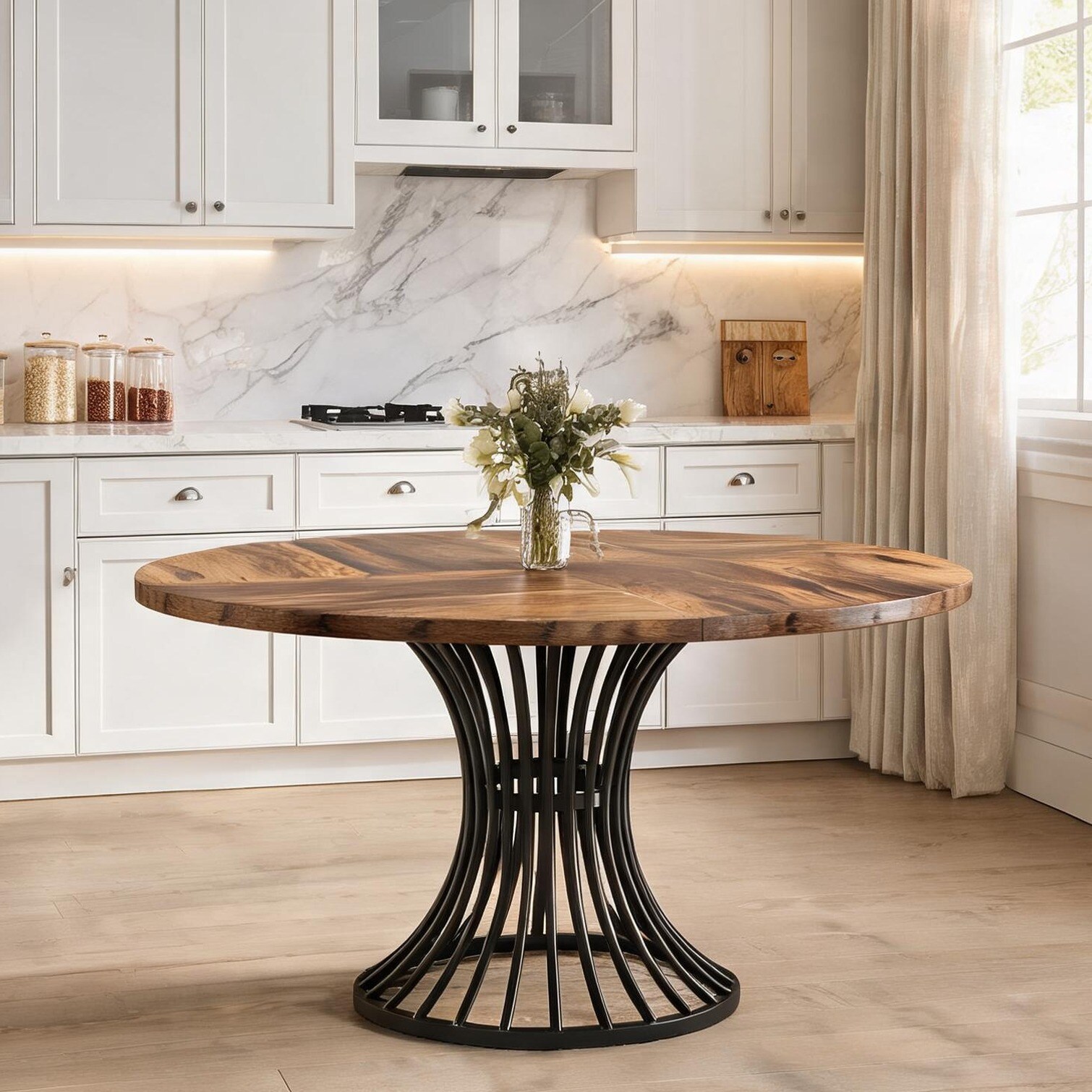 Tammesy Metal Frame Dining Table with Kitchen and 46.9 Wood 46.9 in ...