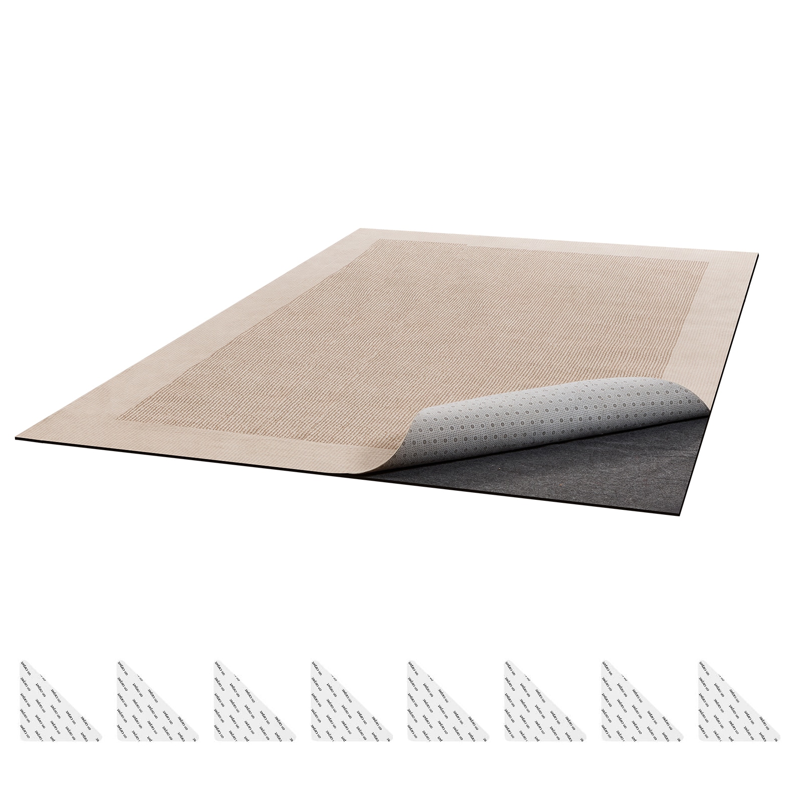 GIVIMO Rug Pad 8-ft x 10-ft Non-Slip Carpet Pad with Polyester Felt Surface and TPR Rubber Gripper Backing Light Gray