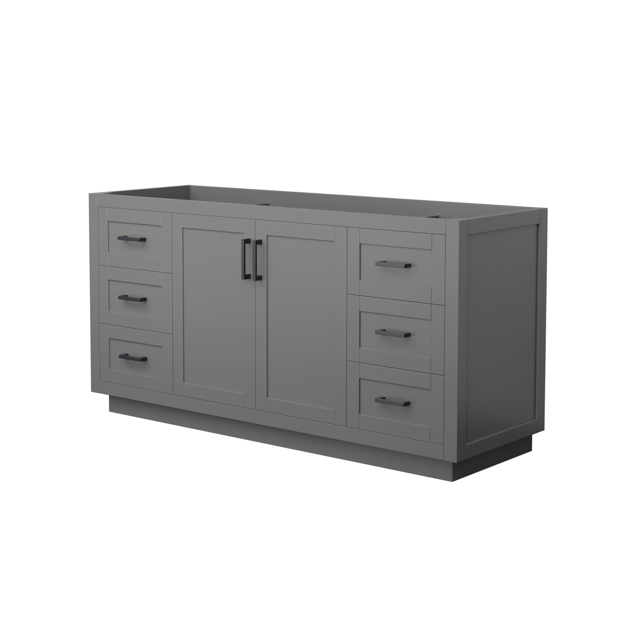 Wyndham Collection WCF292966SGBCXSXXMXX Miranda 66-in Dark Gray with Matte Black Trim Bathroom Vanity Base Cabinet without Top