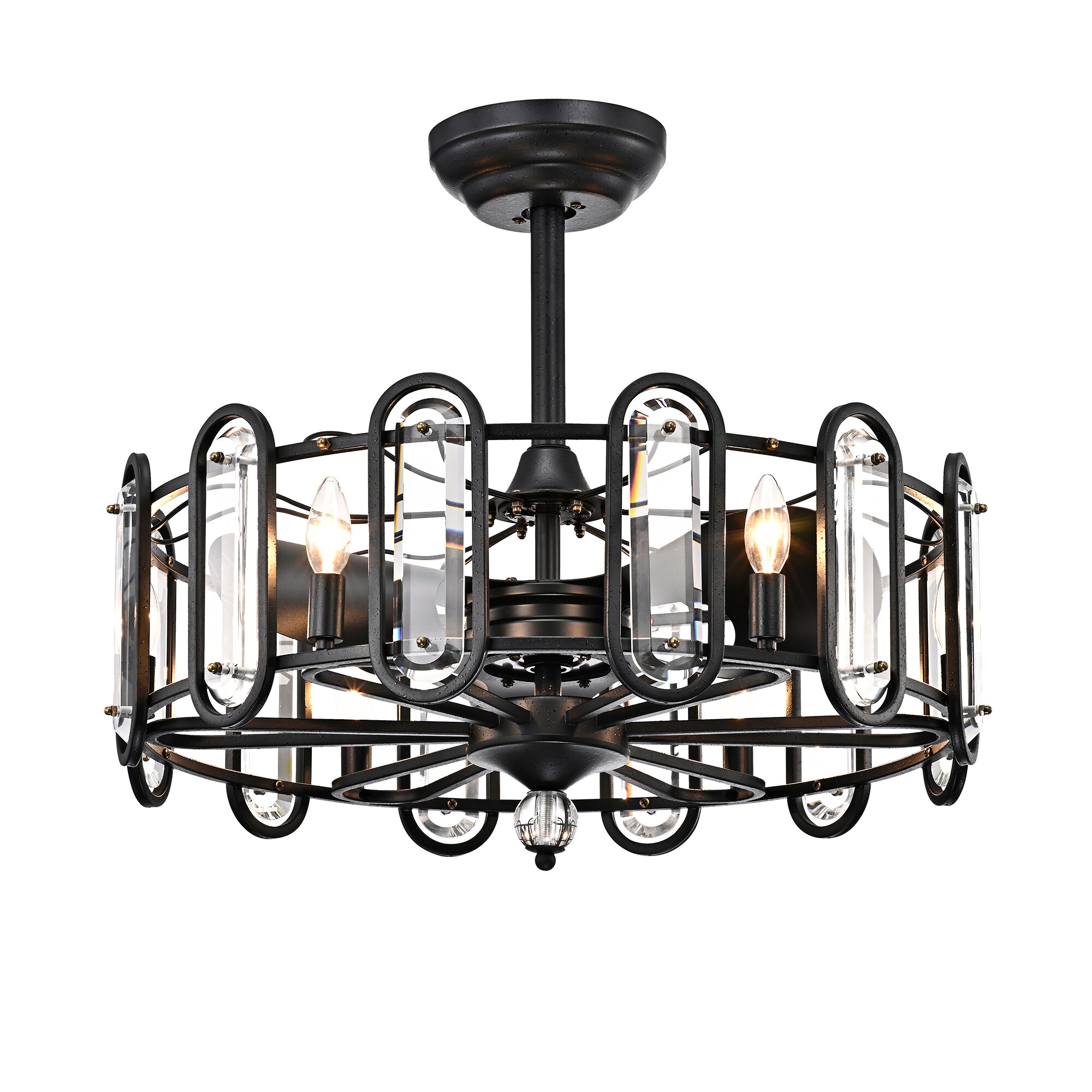 Home Accessories Inc CFL-8436FB 32-in Forging black with PP plastic Blades Fandelier Ceiling Fan With Light - Remote Included ( 3 -Blade )