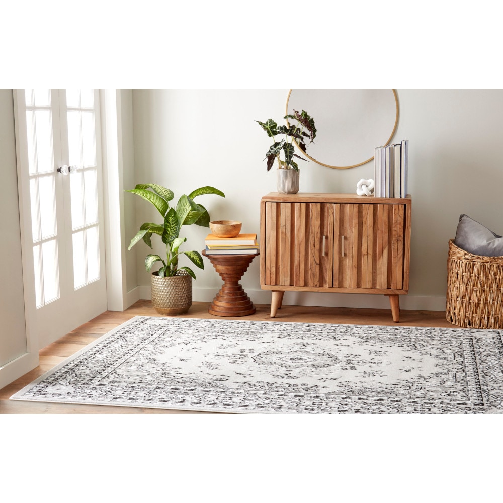 Home Dynamix 10-7069-451 Premium Sakarya 9 x 12 (ft) Loomed Polypropylene Gray/Ivory Rectangular Indoor Medallion French Country Area rug