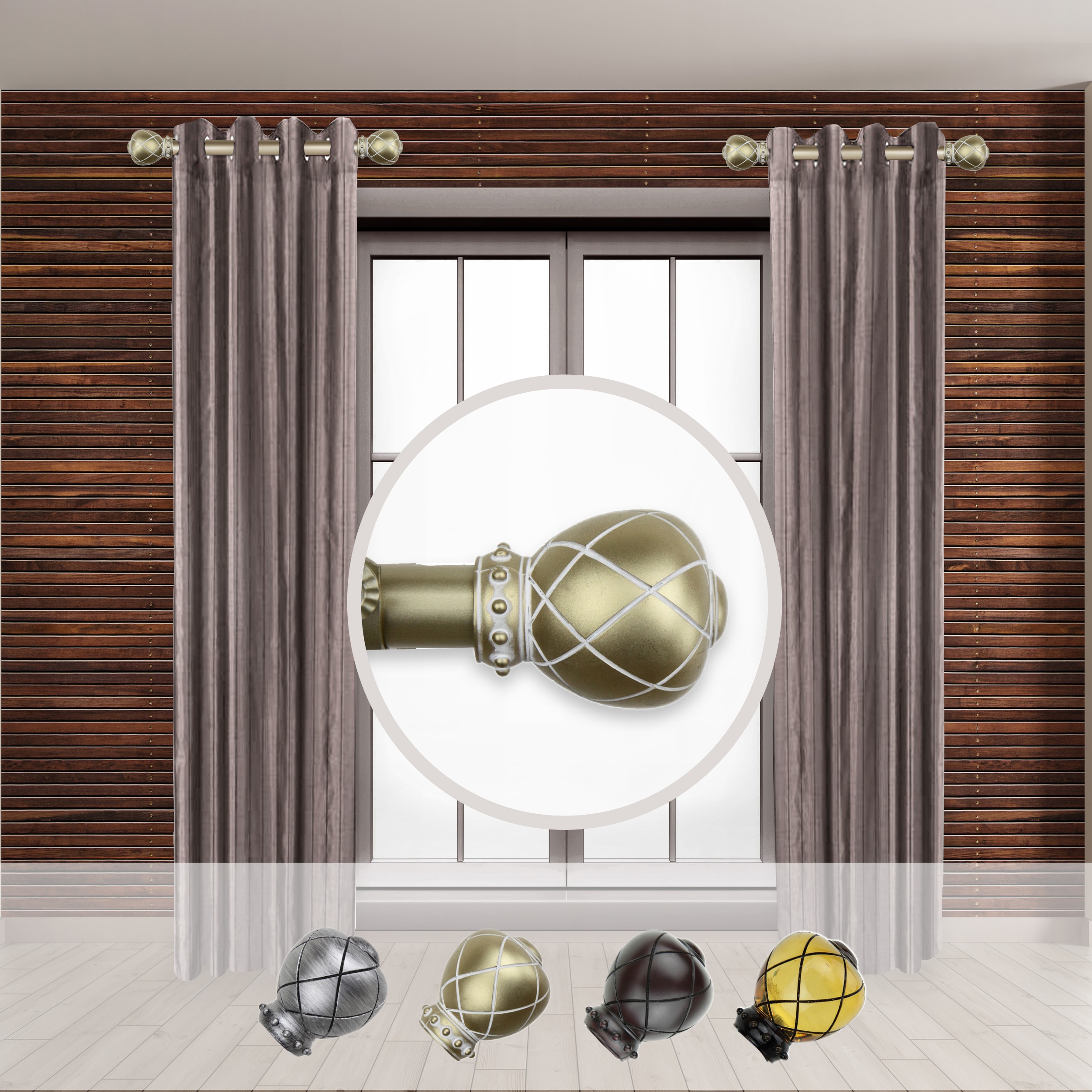 Hart & Harlow LO-SIDE100-04-3 Alex 1-in 12-in to 20-in Light Gold Steel with Finials