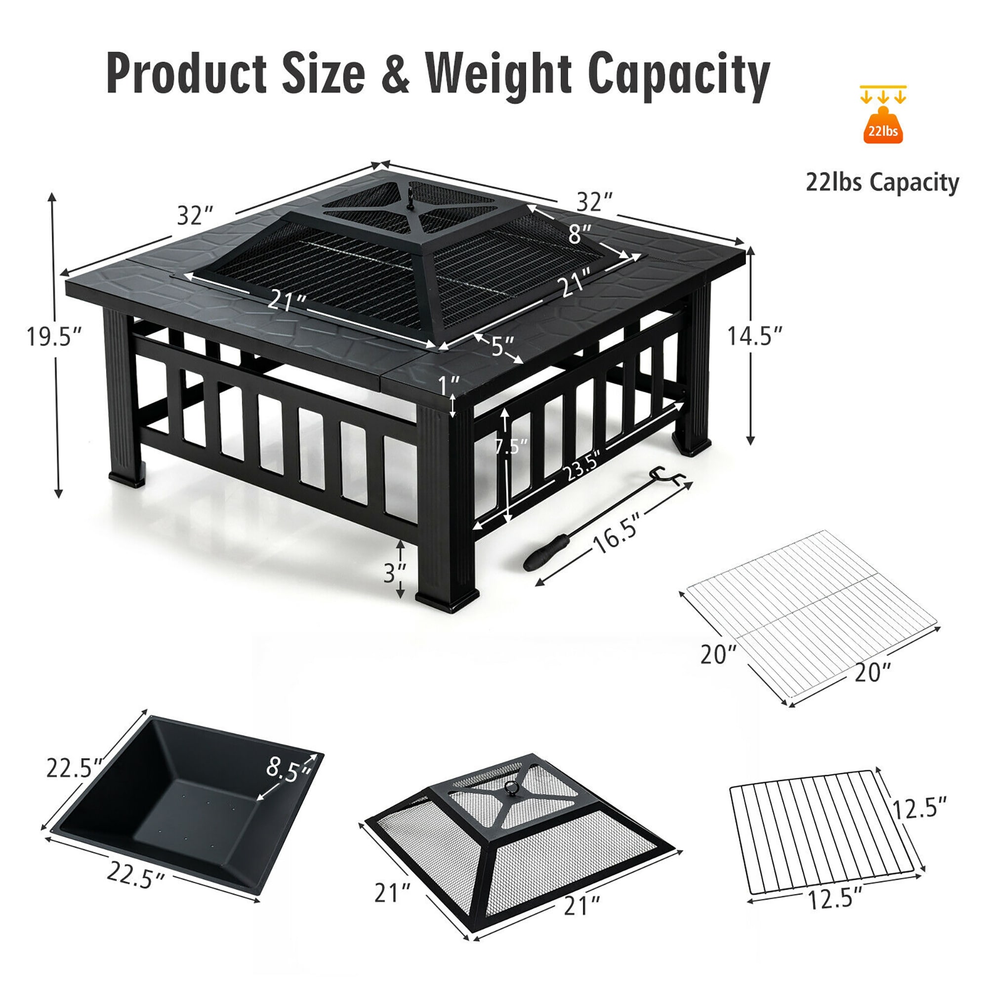 Forclover ALBA-B1WFP Outdoor-Woodburning-Firepits - View #4