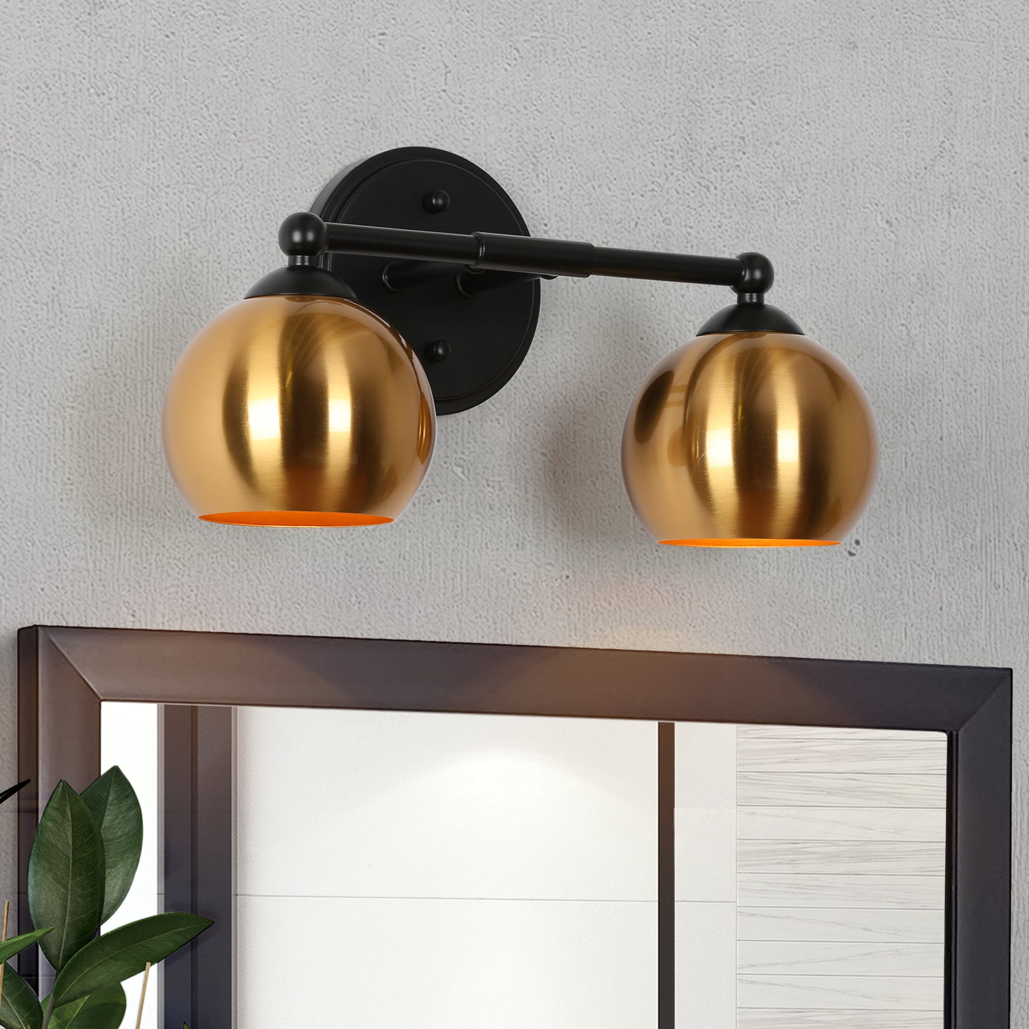 ZEVNI L3QF36BQW4513SM7 Tedman 14.5-in 2 -Light Polished Gold Industrial Vanity light