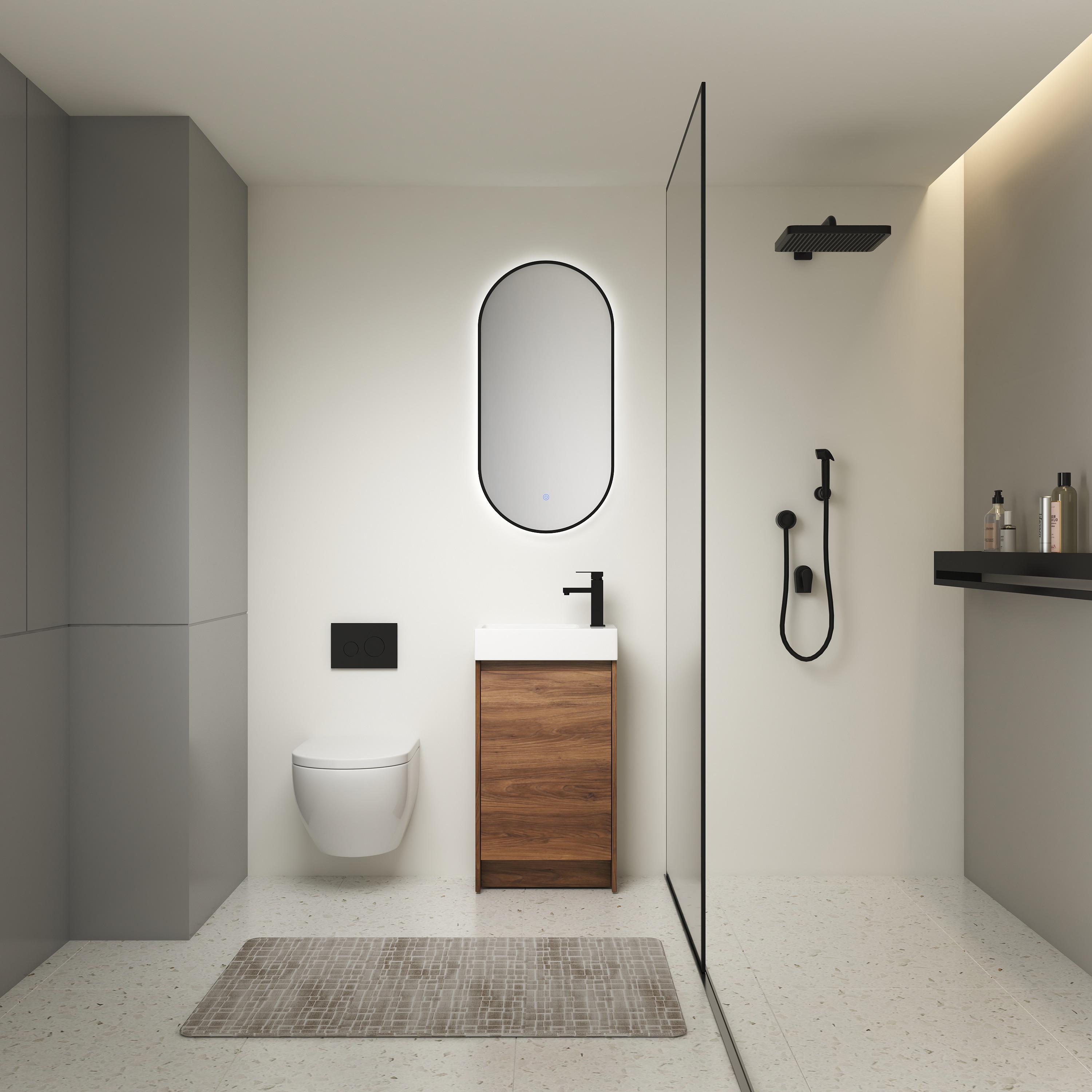 Vynxaria - 18-in Brown Ebony Single-Sink Freestanding Bathroom Vanity Plywood Cabinet with Cerami...