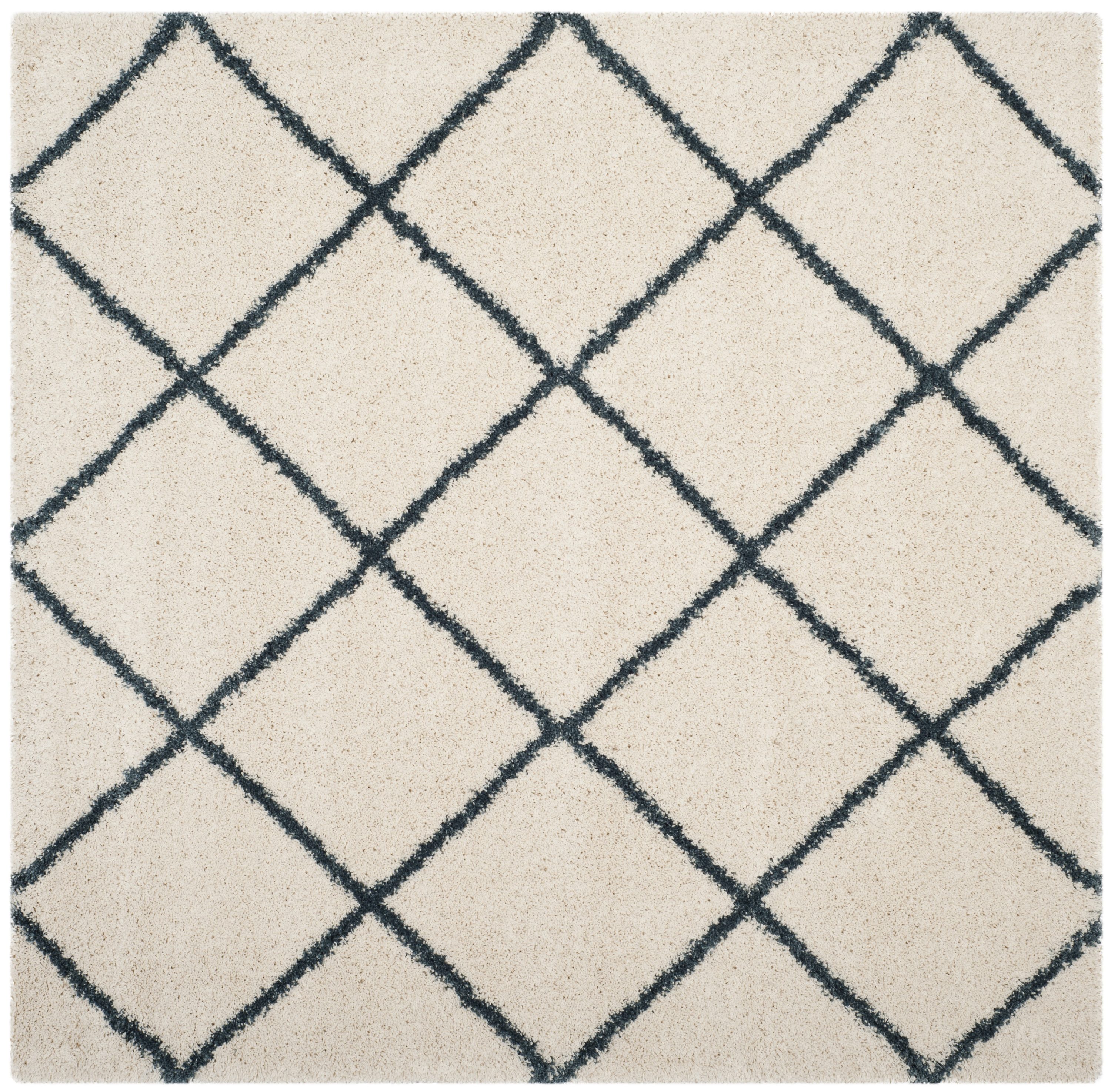 Safavieh SGH281T-7SQ Hudson Beckham Shag 7 x 7 (ft) Loomed Polypropylene Ivory/Slate Blue Square Indoor Trellis Area rug