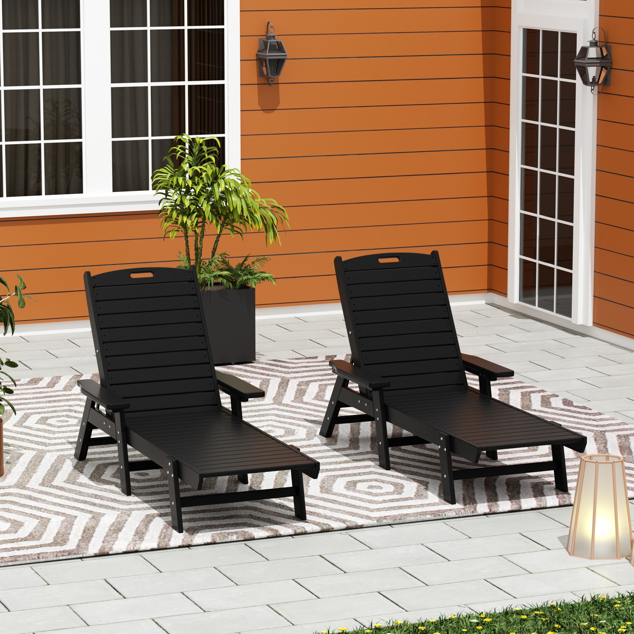 Laguna Black Plastic Outdoor Chaise Lounge Set