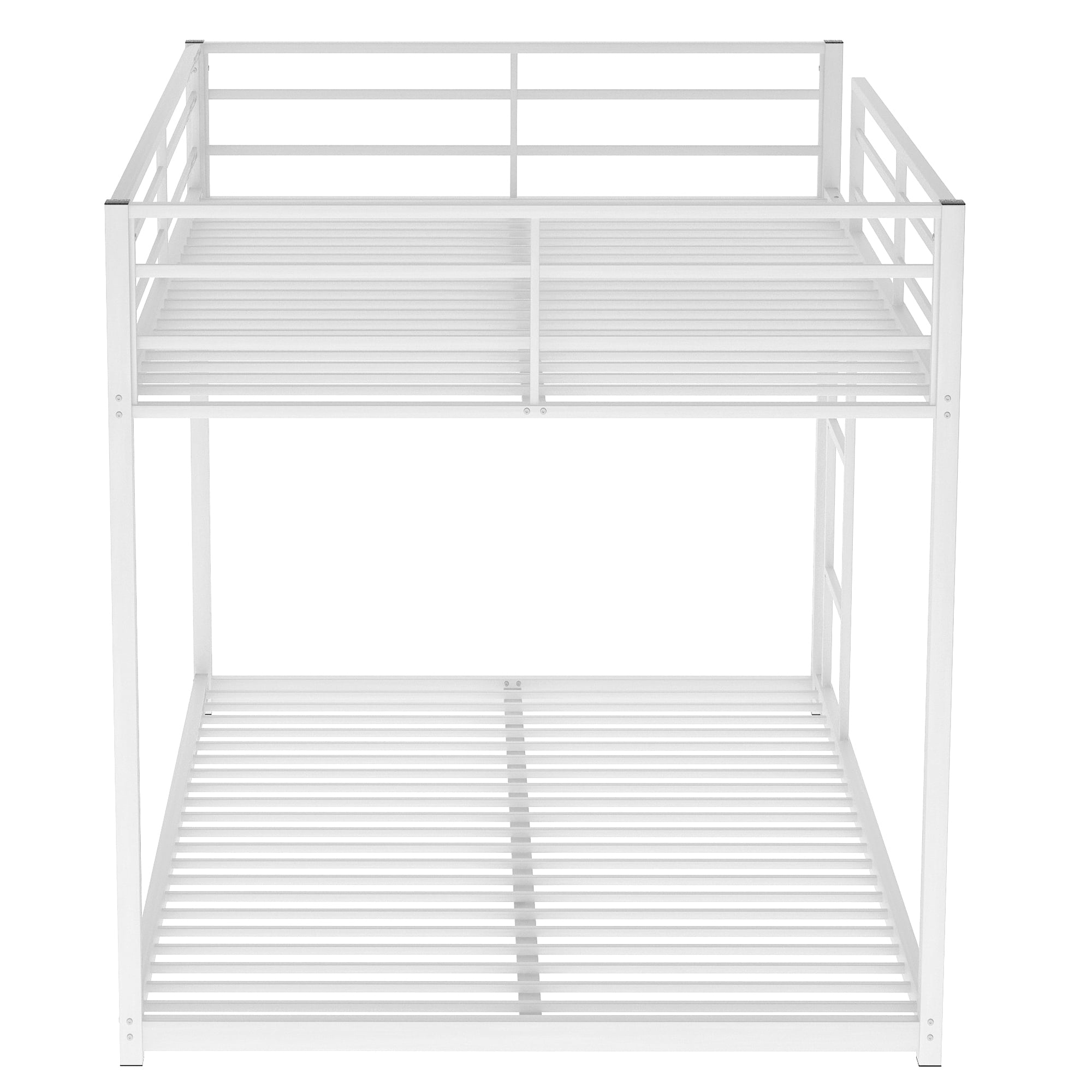 Sumyeg Full Over Full Metal Bunk Bed, Low Bunk Bed with Ladder, White ...