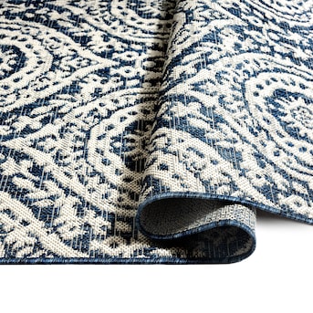Nicole Miller 8 X 10 Navy Blue Indoor Outdoor Area Rug In The Rugs Department At Lowes Com