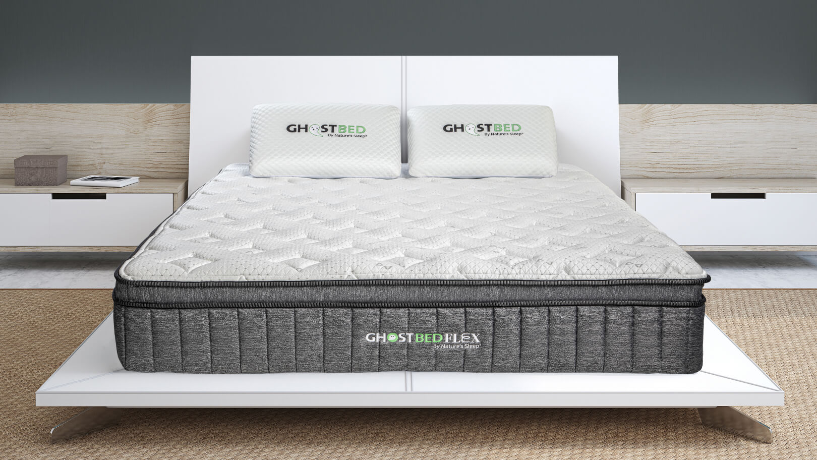 GhostBed 13in Queen Hybrid Memory Foam/Coil Blend Mattress in a Box in