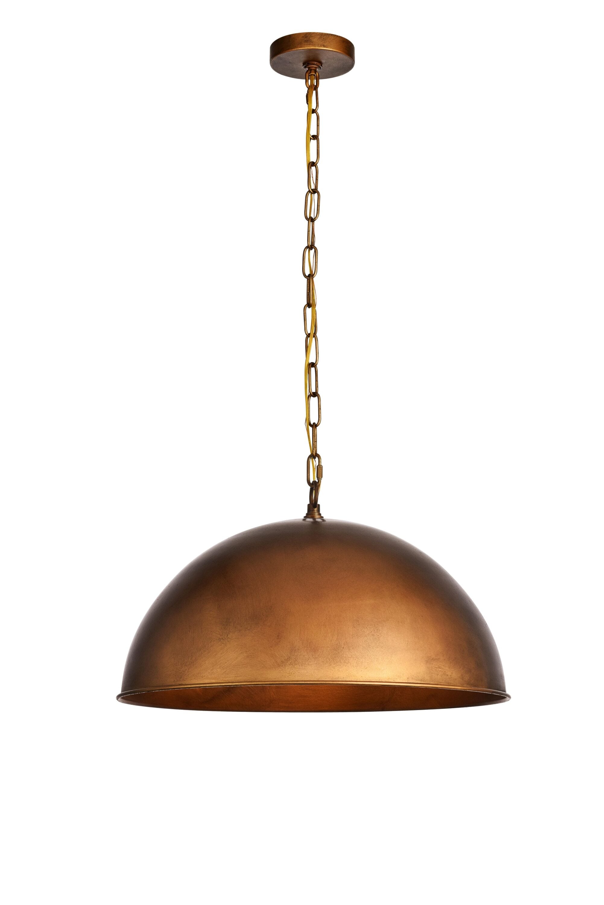 Elegant Decor Home Furnishing 1 -Light Manual Brass Transitional Dome Medium Hanging Pendant Light