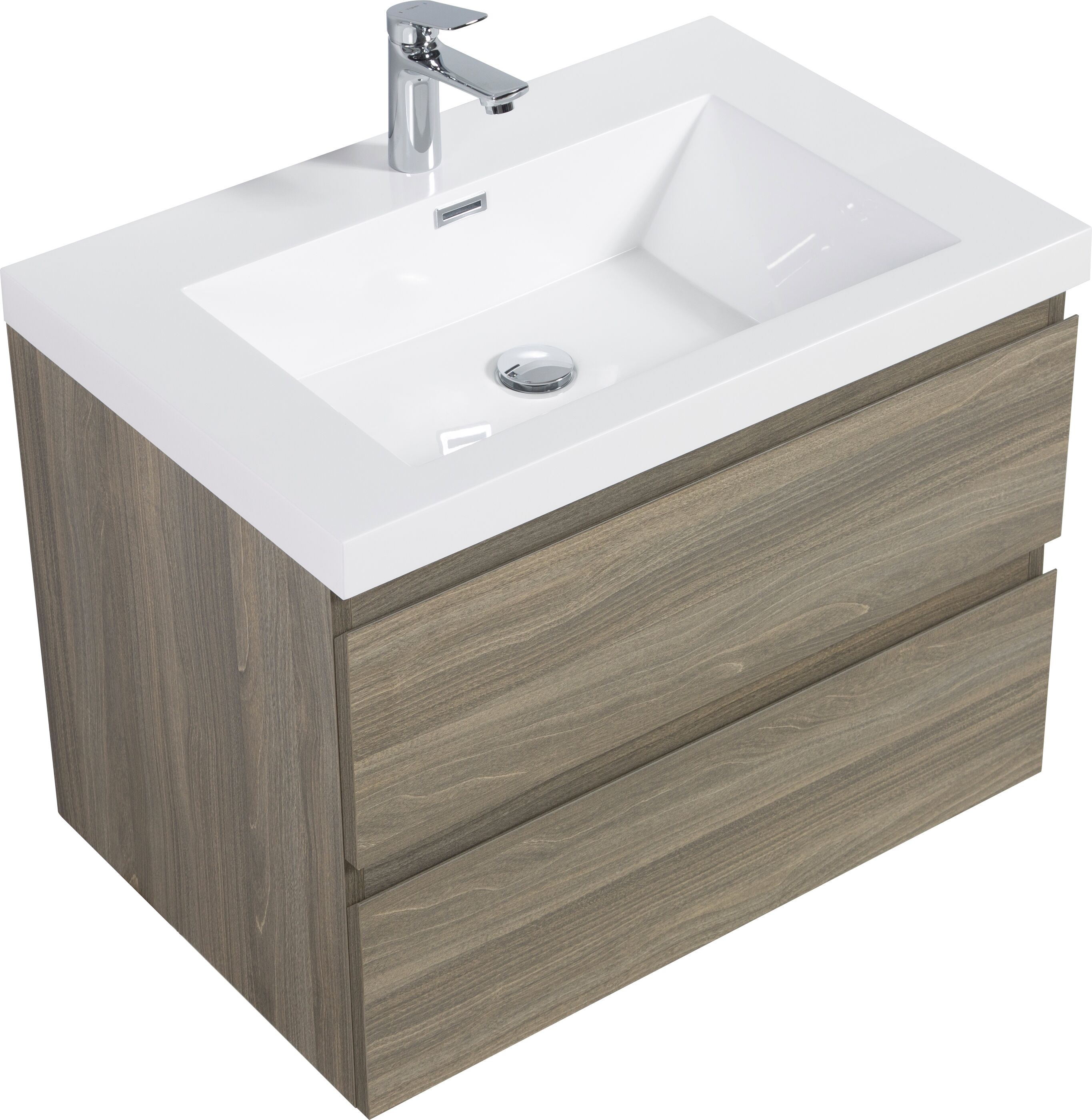 Tahanbath 30 Inch Floating Bathroom Vanity with Sink Modern Wall Mounted Bathroom Storage Vanity Cabinet with Resin Top Basin and Soft Close Drawers Ash Grey