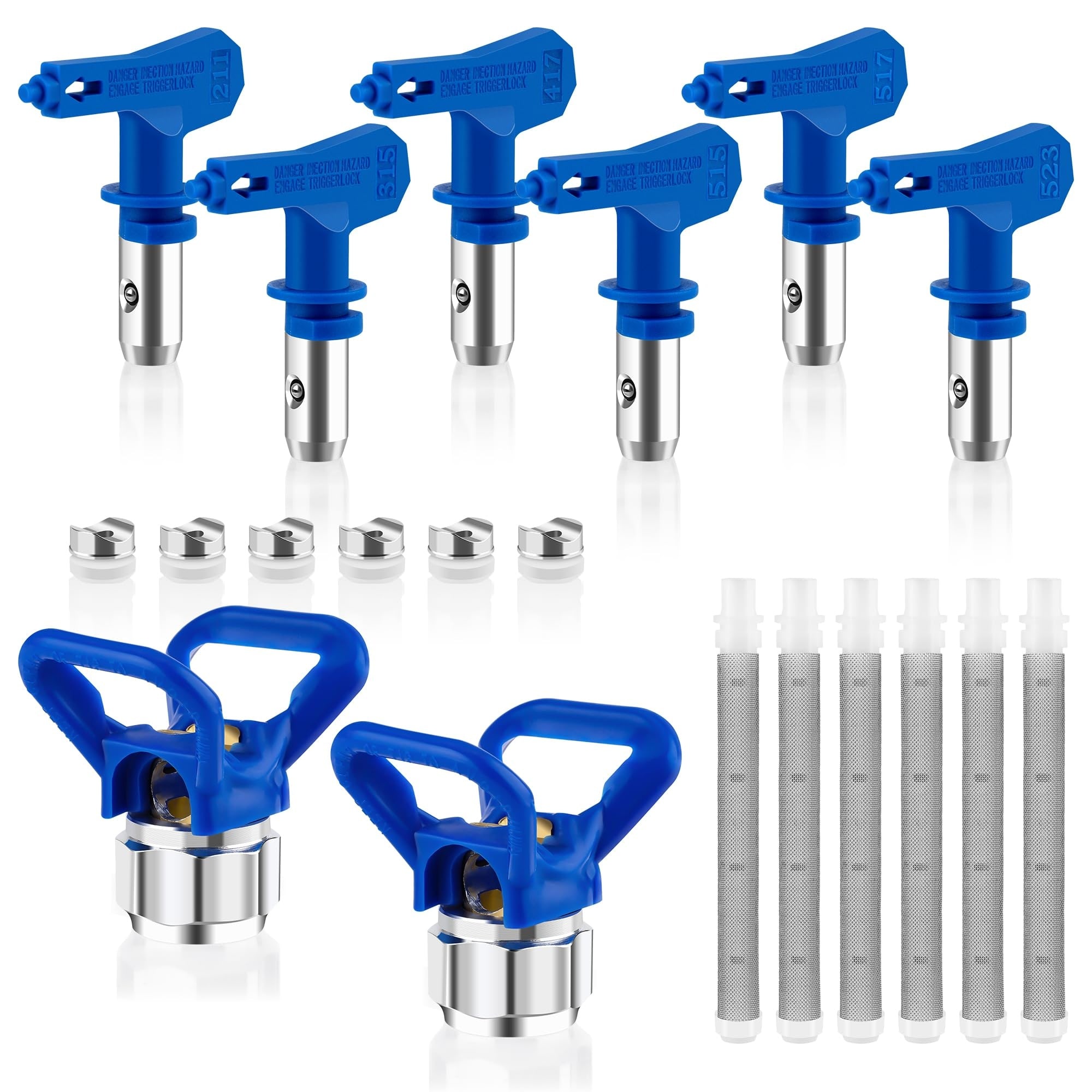 Etokfoks  14 Pieces Airless Paint Sprayer Tips Set Sprayer with 6 reversible nozzles 6 filters 2 tip guards for painting