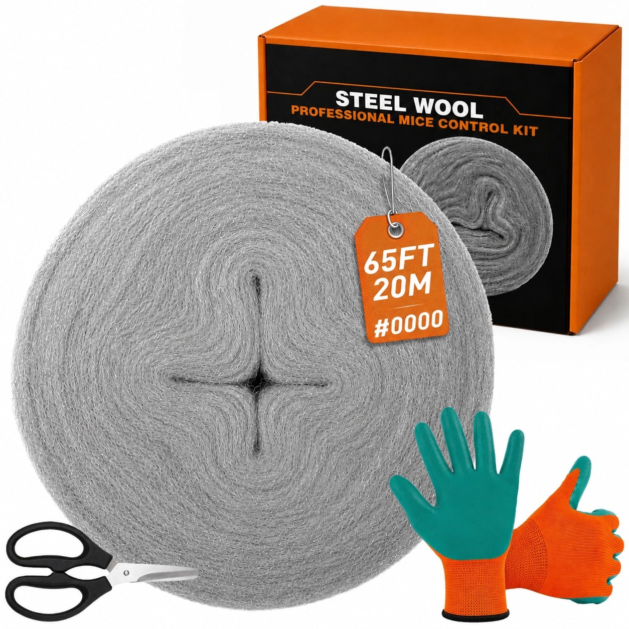 Phyfalip  Steel Wool Roll 65 Ft Extra Long 2.55 in Wide Ultra Fine Wire Wool for Mice Control Polishing and Sealing durable home and garden