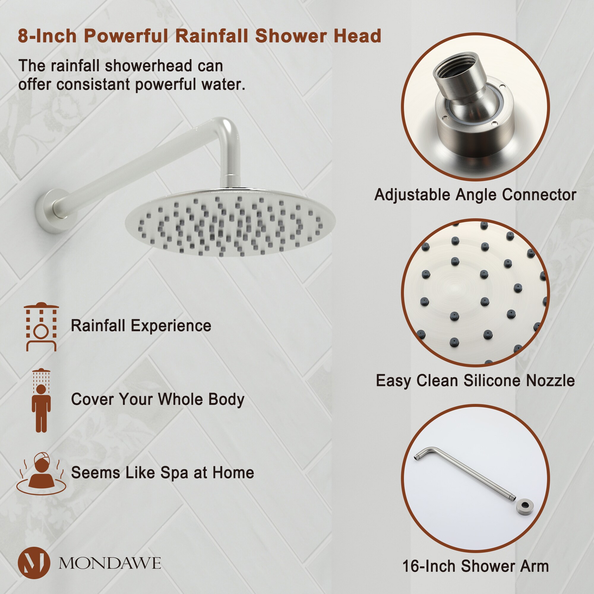 Mondawe MD-A3816-BN3 Showerhead-Bar-Panels - View #7