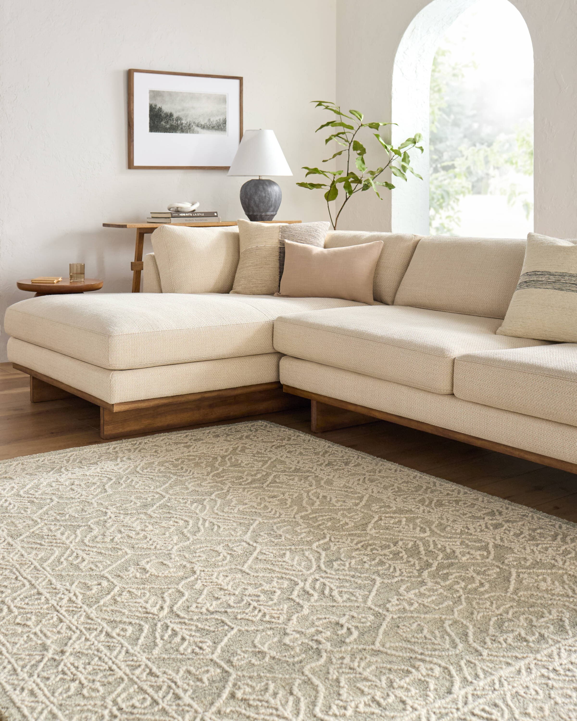 allen + roth 672122 Gray Relaxing Midnight 8 x 10 (ft) Knotted Wool Gray Rectangular Indoor Trellis Persian Area rug