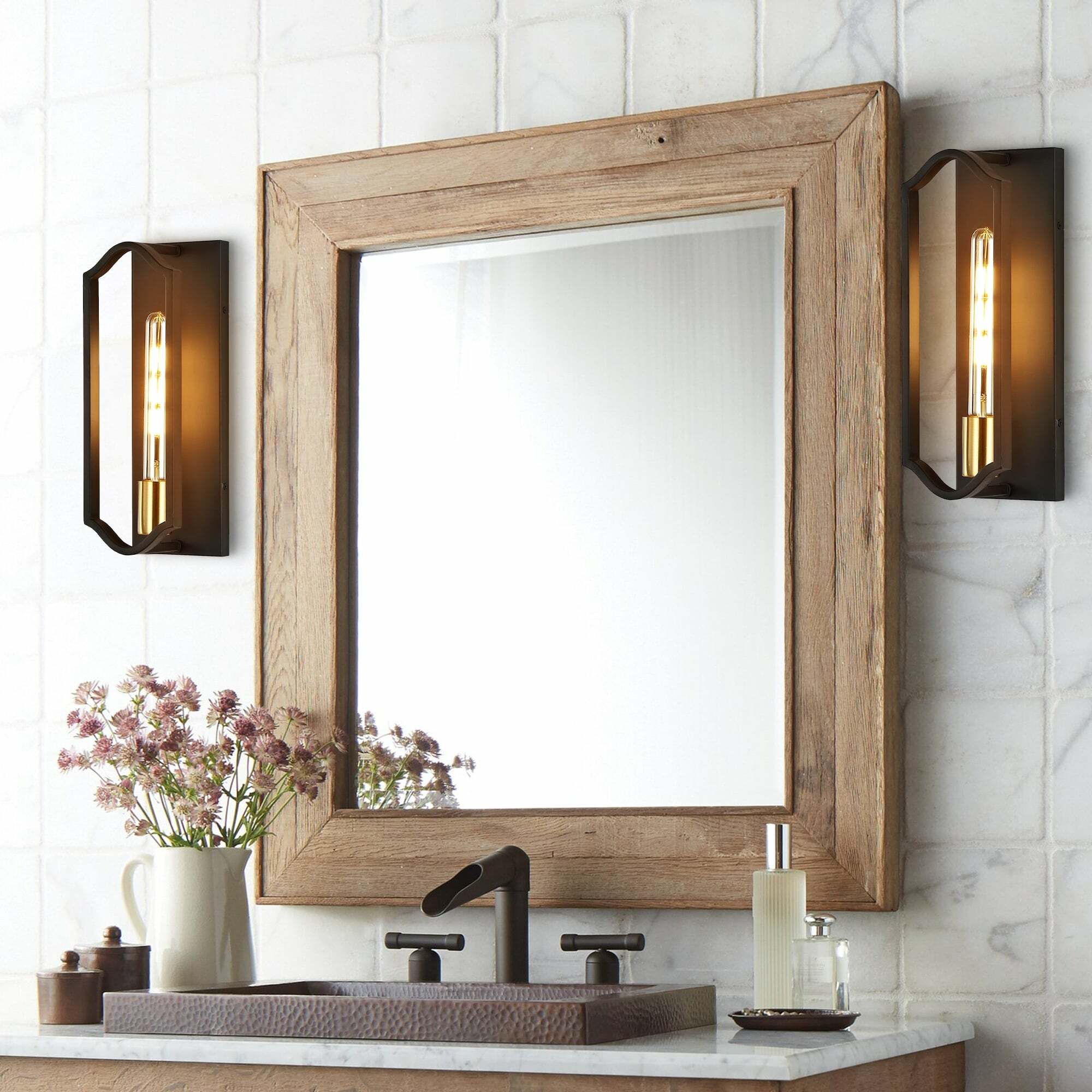 Black and Bronze Iron Dimmable Wall Sconce Light