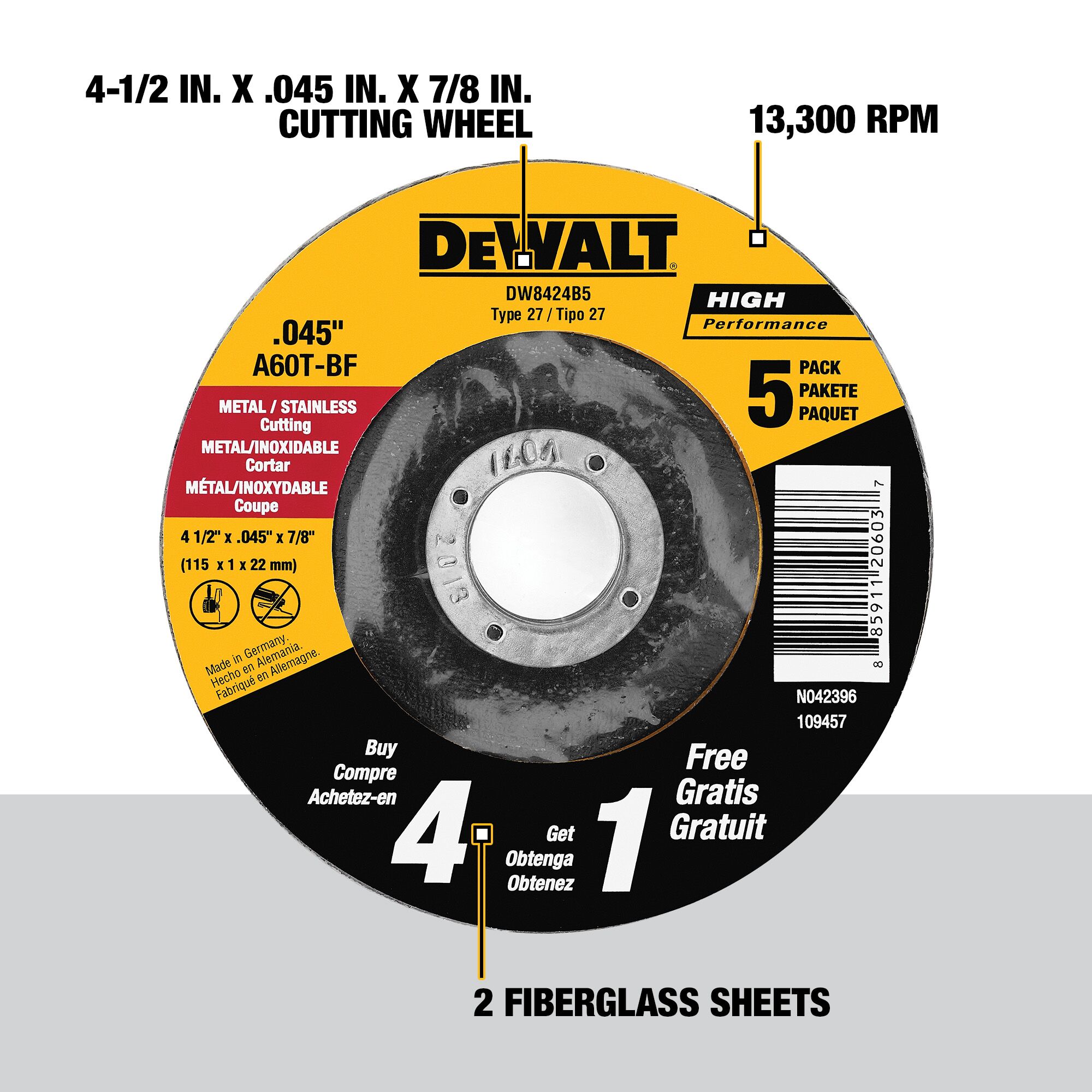 DEWALT 4.5-in Silicon Carbide Grinding Wheel in the Abrasive
