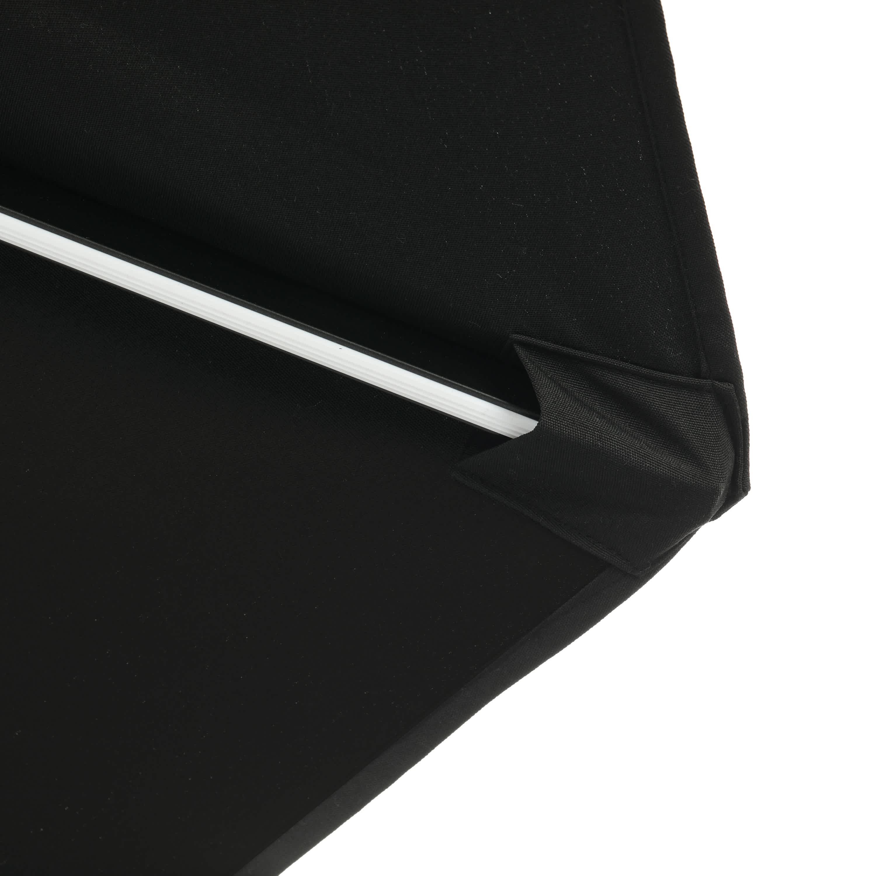 Mirage II Fiesta Black Aluminum Market Patio Umbrella with Solar LED Lights