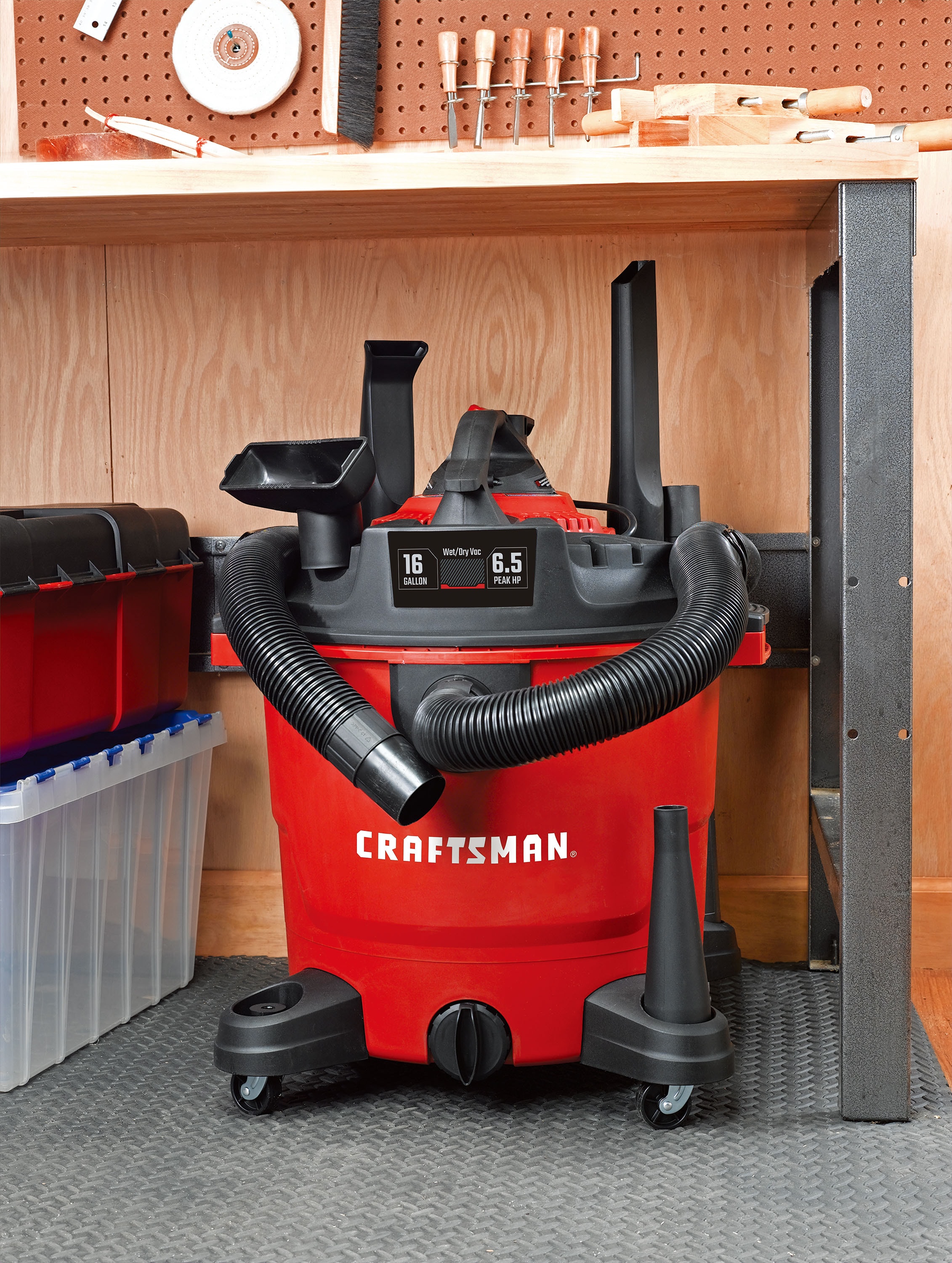 Craftsman 16 Gallons 65 Hp Corded Wetdry Shop Vacuum With Accessories Included In The Shop
