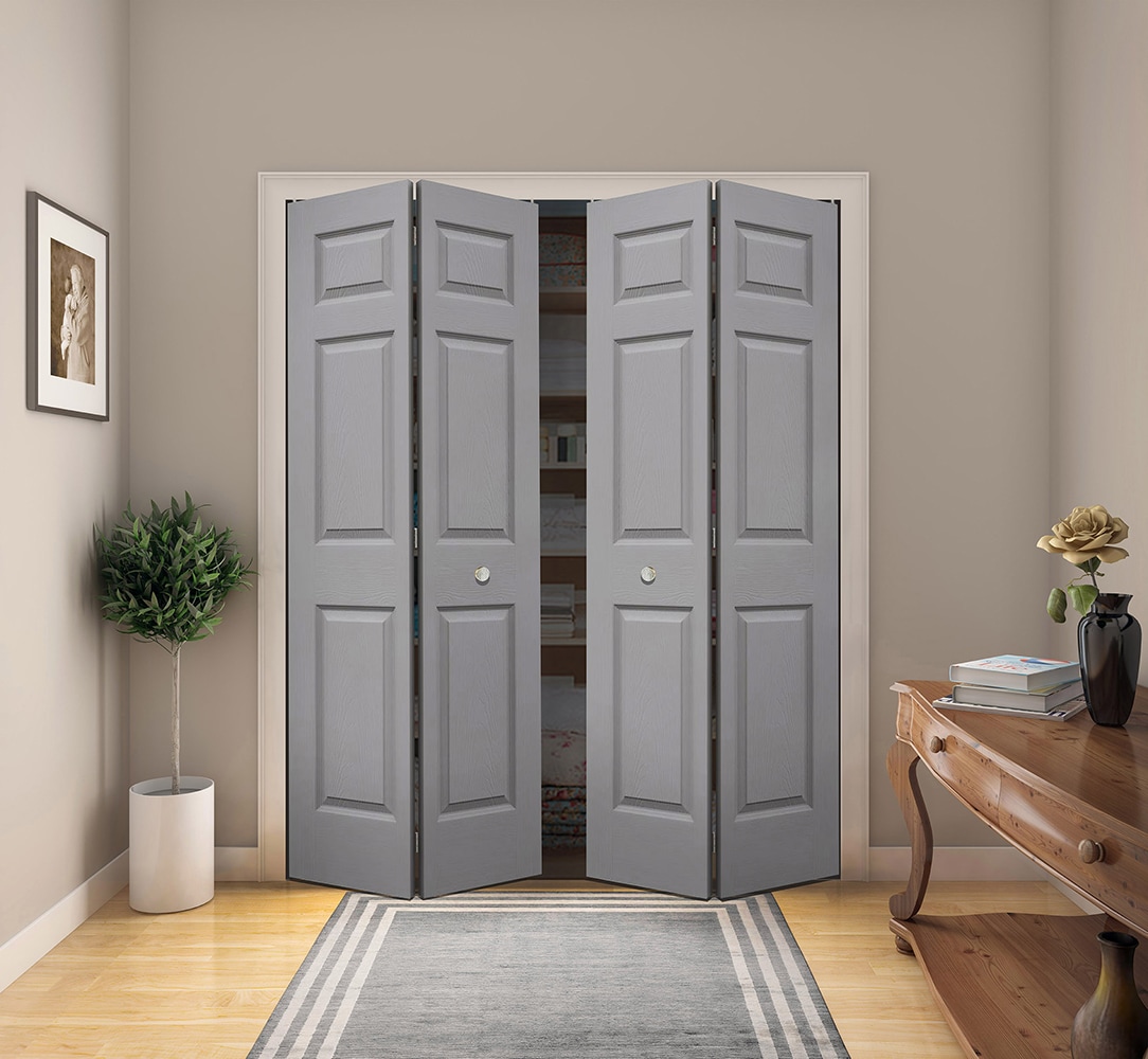 RELIABILT Colonist Textured 36-in x 80-in Primed 6-panel Hollow Core Primed  Molded Composite Bifold Door in the Closet Doors department at