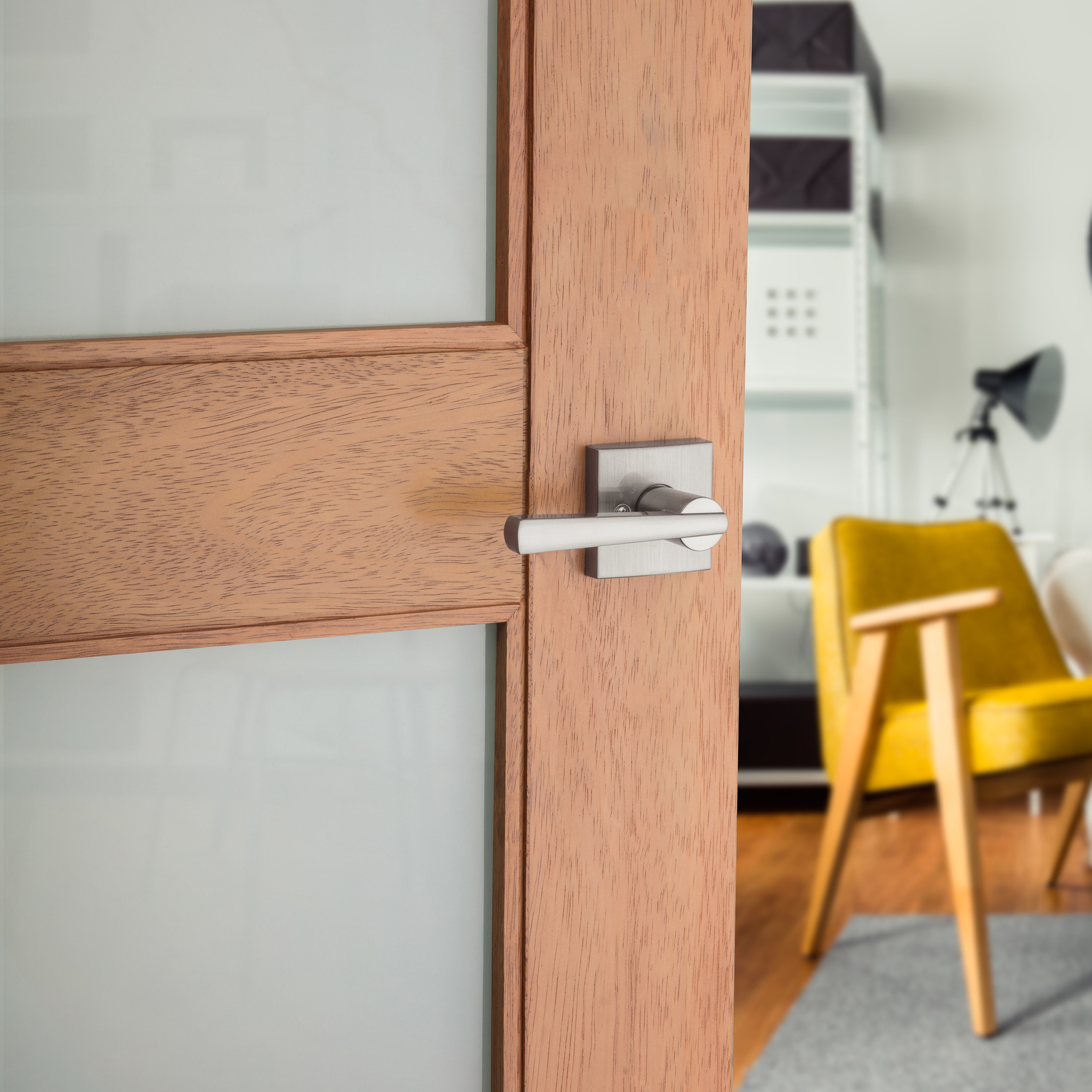 Satin Nickel Straight Lever Passage Door Handle