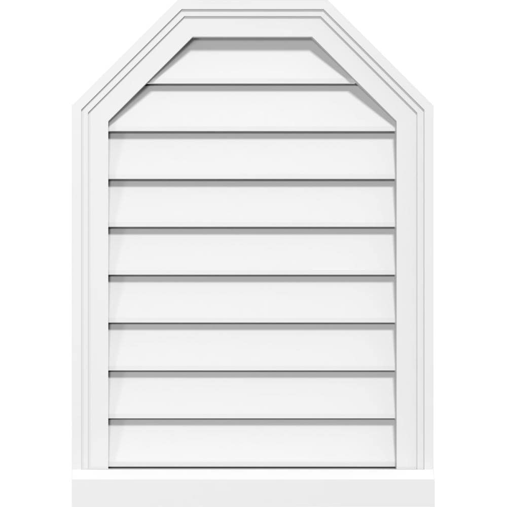 Ekena Millwork GVPOT14X3203SF 14-Inches x 32-Inches Off-white Octagon PVC Gable Louver Vent