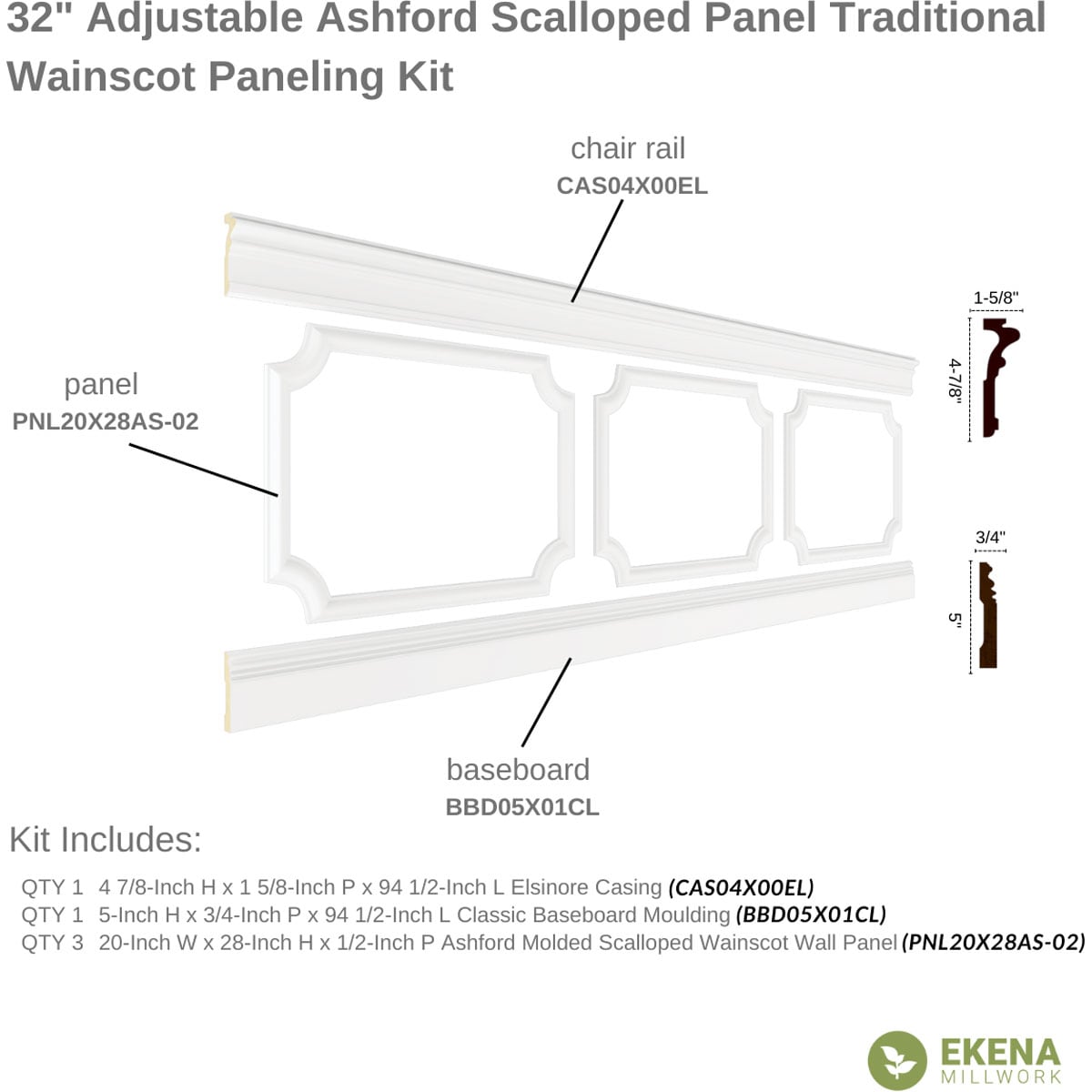 Ekena Millwork WPKUSC071P032 Wall-Panels - View #2