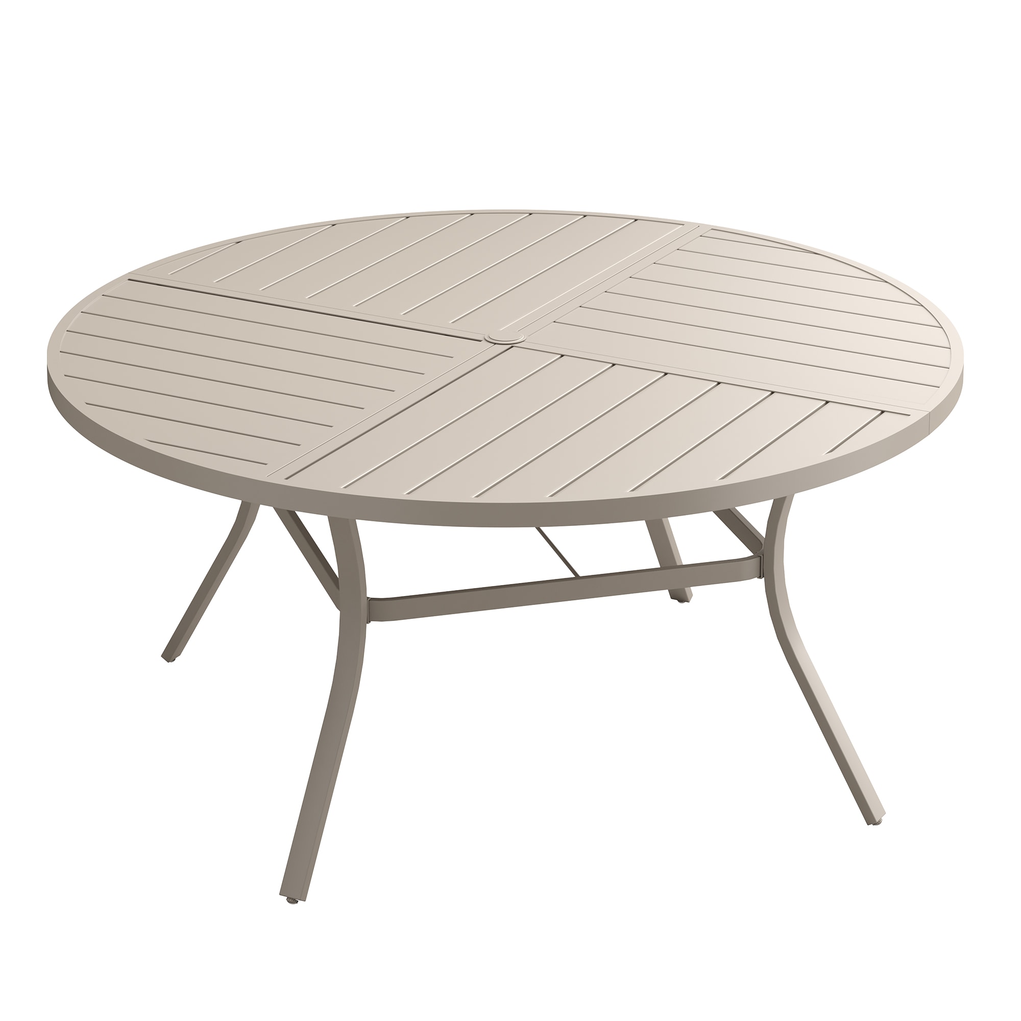 VICLLAX DTR03CR-LS-VC Patio Round Table Round Outdoor Dining Table 50-in W x 50-in L with Umbrella Hole