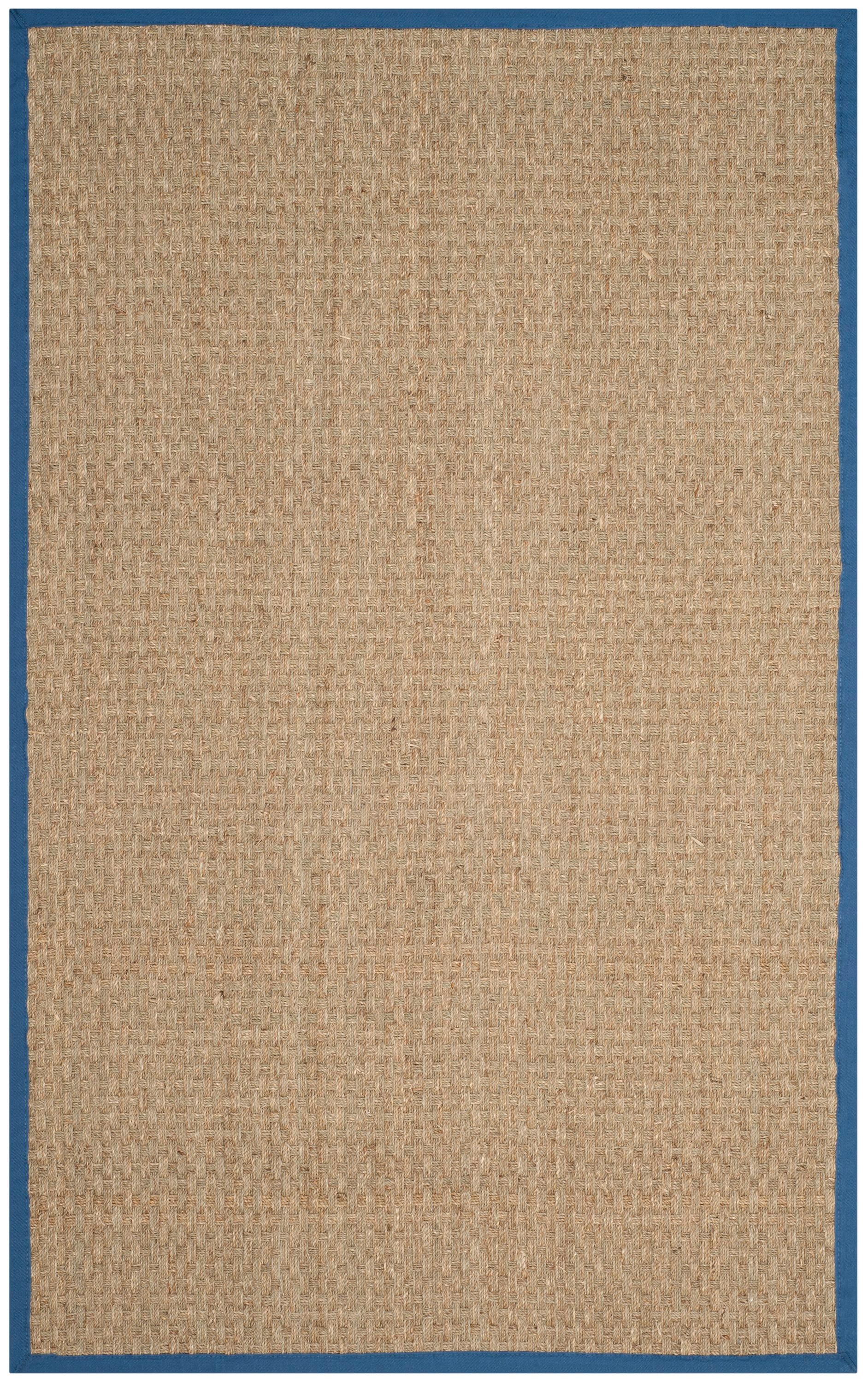 Safavieh NF114T-6 Natural Fiber Hampton 6 x 9 (ft) Loomed Seagrass Natural/Navy Rectangular Indoor Solid Coastal Area rug