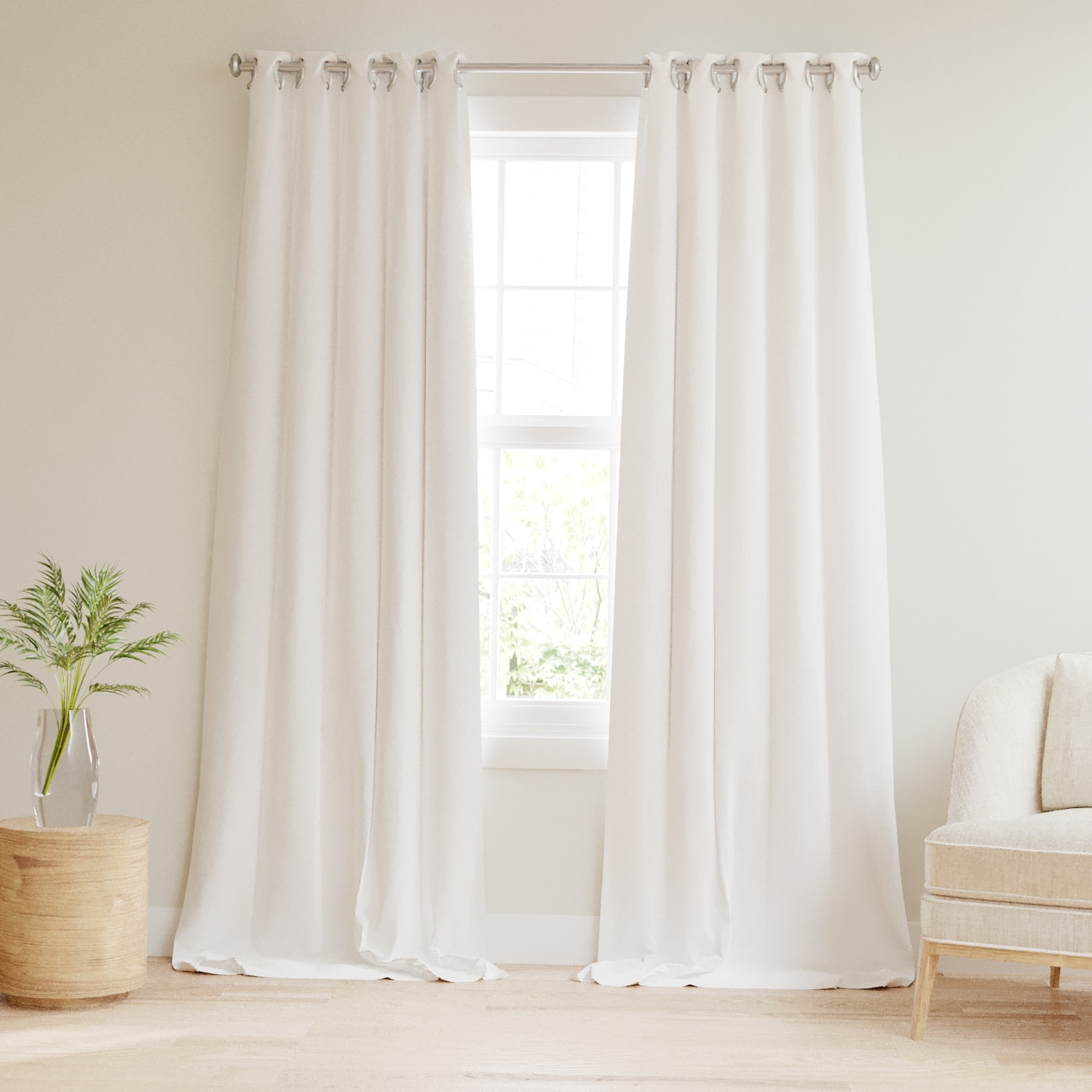 Ienjoy Home IH-CTGB-5084-WH 84-Inches White Blackout Thermal lined Grommet Curtain panel pair