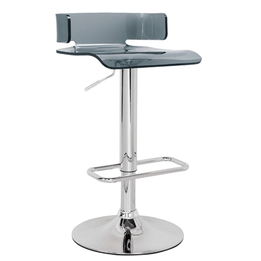 HomeRoots 285446 Gray Chrome 1-in H Adjustable height Metal Bar Stool Back