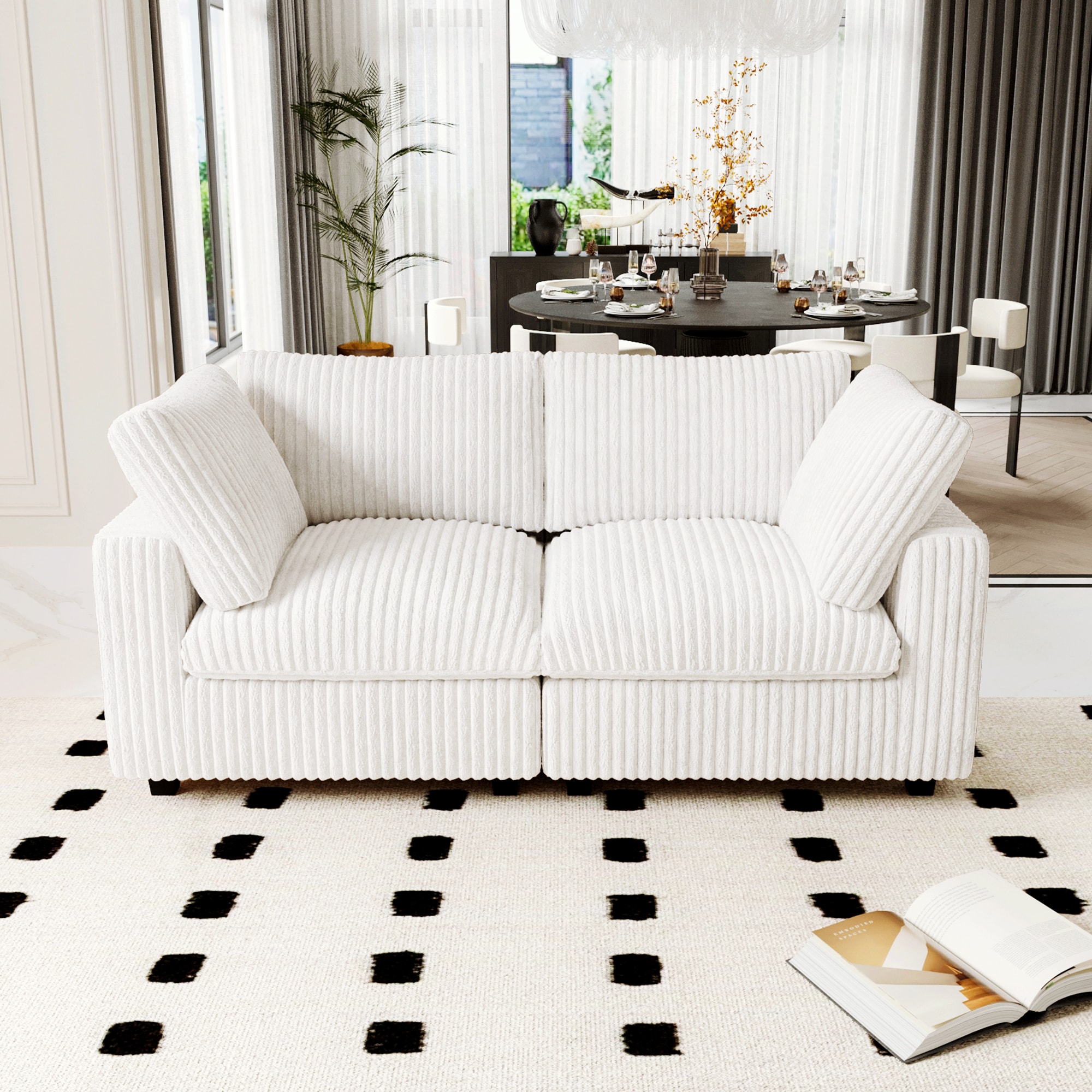 BuotiqHom DH-SF2-141BE 78.7-in Modern Beige (Loveseat) Velvet 2 -seater Loveseat