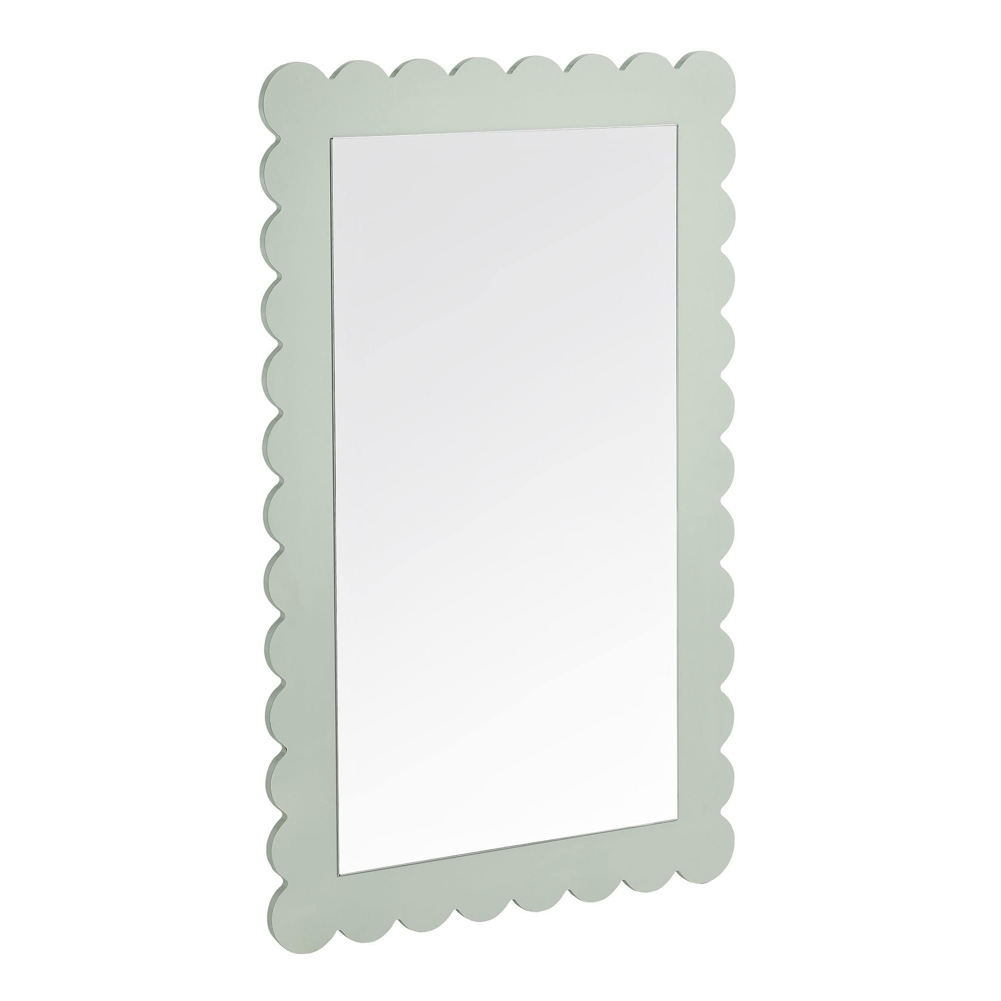 Modway EEI-7116-SGE Emmeline Scalloped Rectangle Wall Mirror in Sage