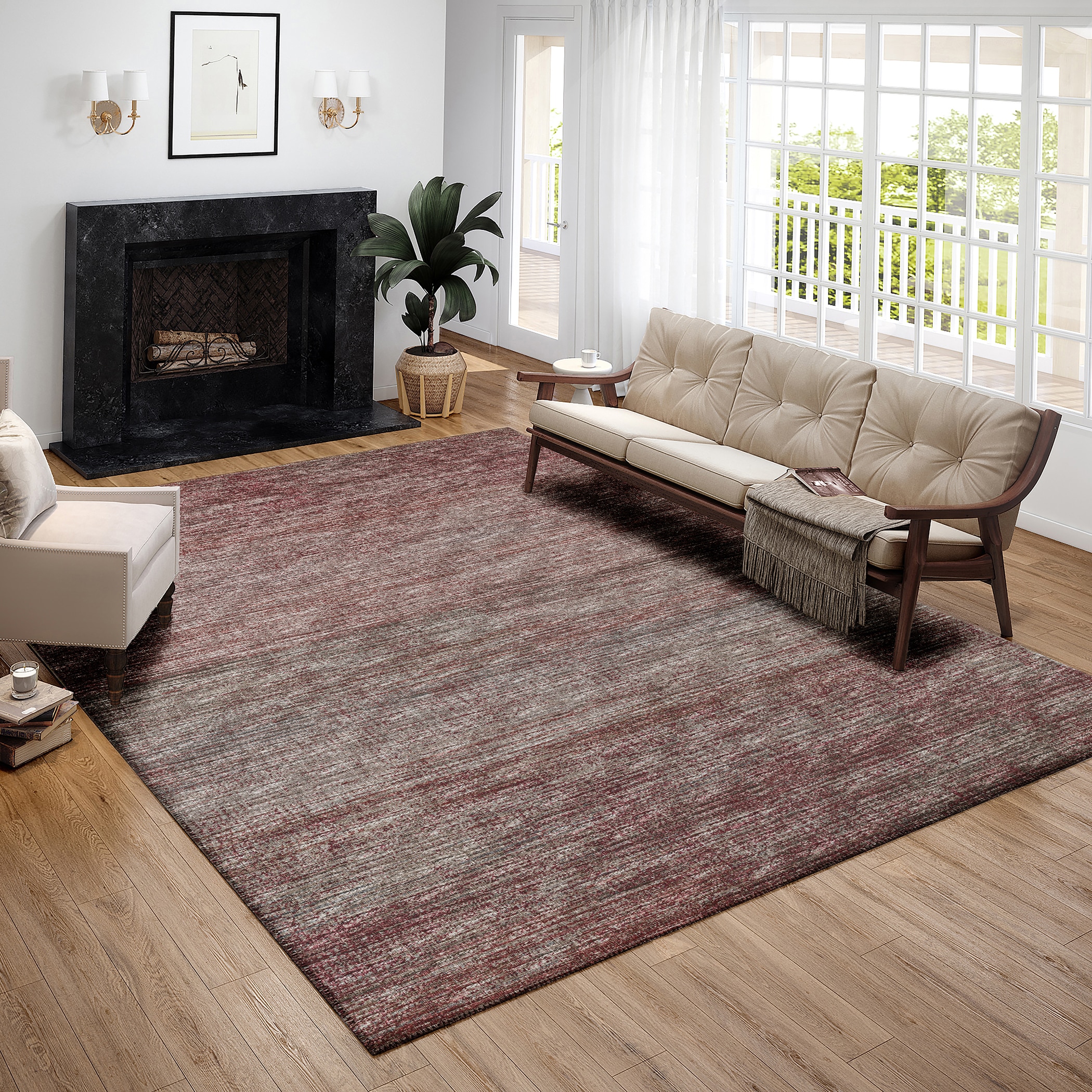 Addison Rugs Marston 8 X 10 Red Indoor/Outdoor Solid Mid-century Modern ...