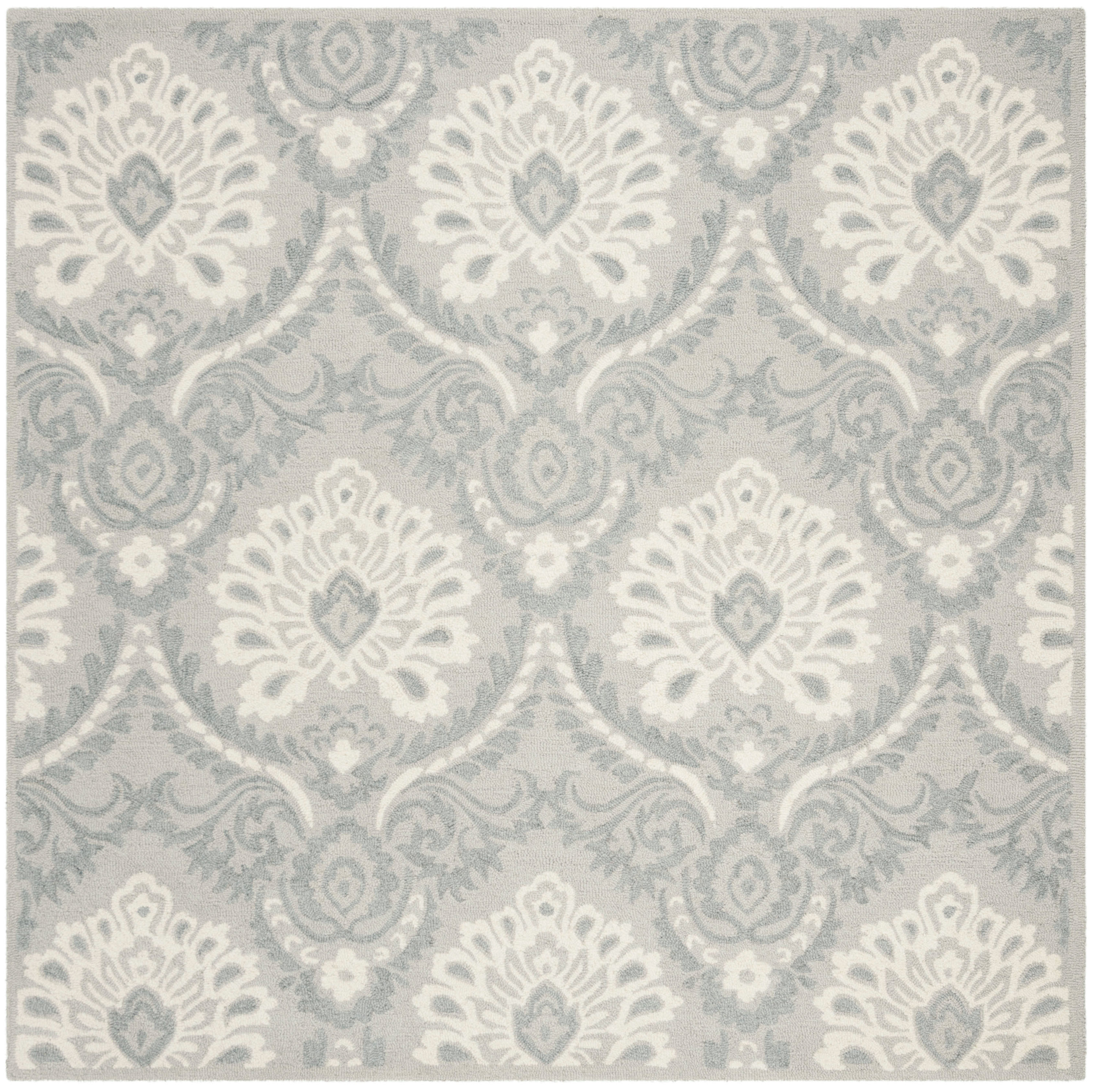 Safavieh BLM106A-6SQ Blossom Littie 6 x 6 (ft) Tufted Wool Light Gray/Ivory Square Indoor Abstract Bohemian/Eclectic Area rug