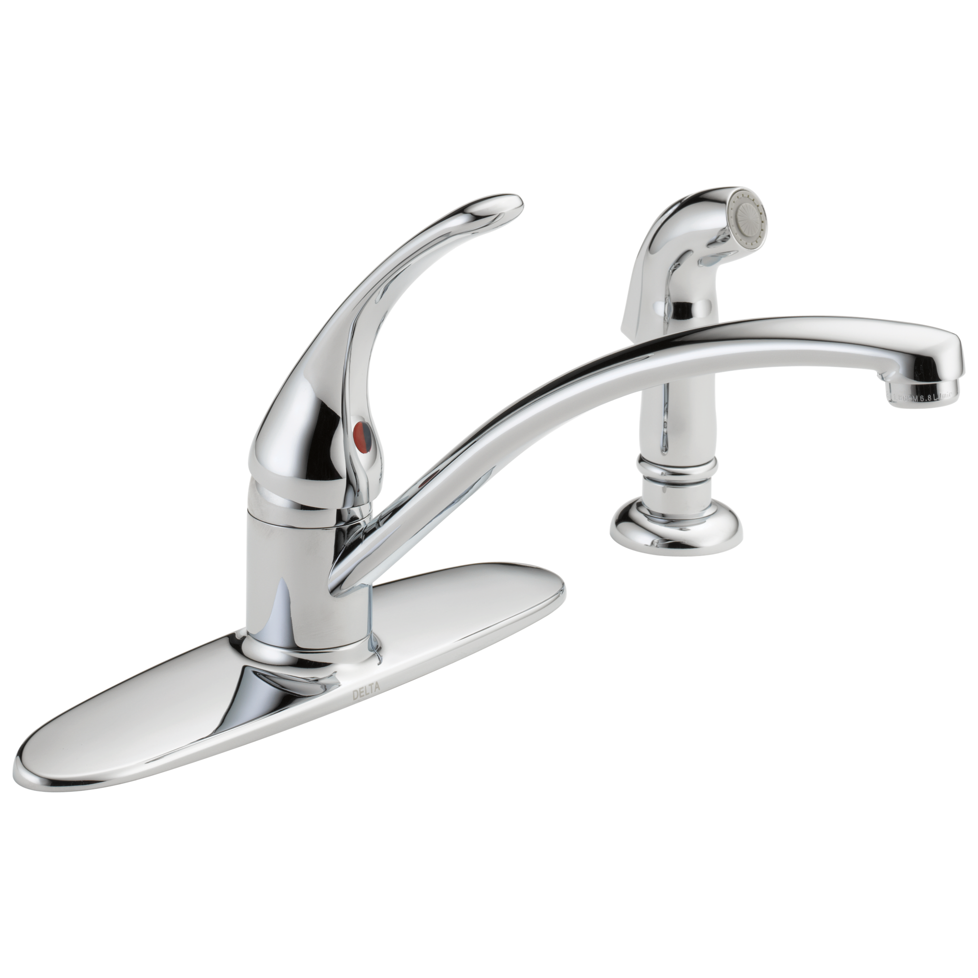 Delta Foundations Chrome Single Handle Low Arc Kitchen Faucet With Deck Plate In The Kitchen 7918