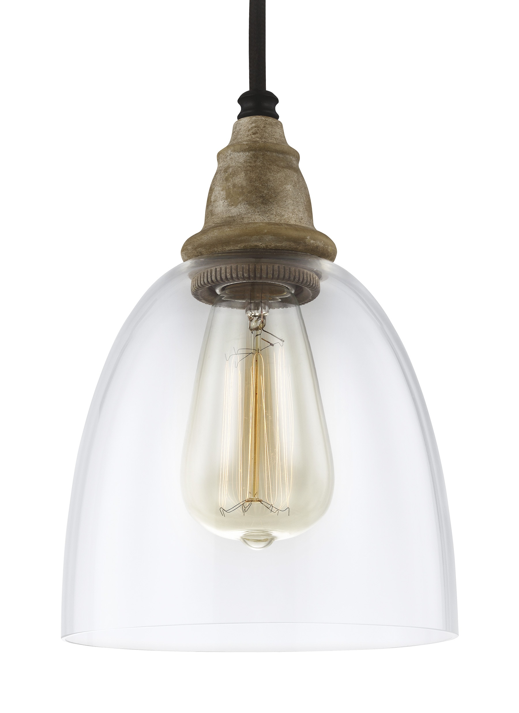 Driftwood & Dark Weathered Zinc Clear Glass Mini Pendant