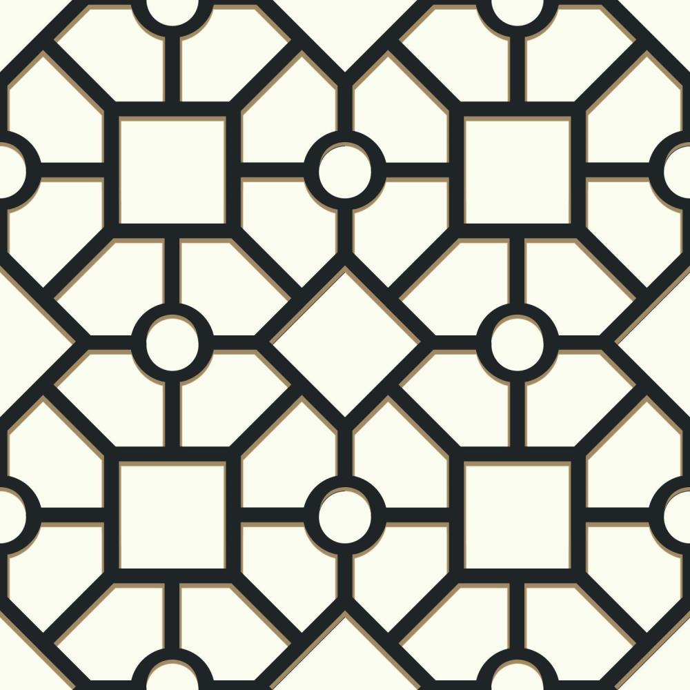 York Wallcoverings ON1661 Outdoors In 56-Sq. Feet Black and Gold Paper Geometric Prepasted Soak and Hang Wallpaper