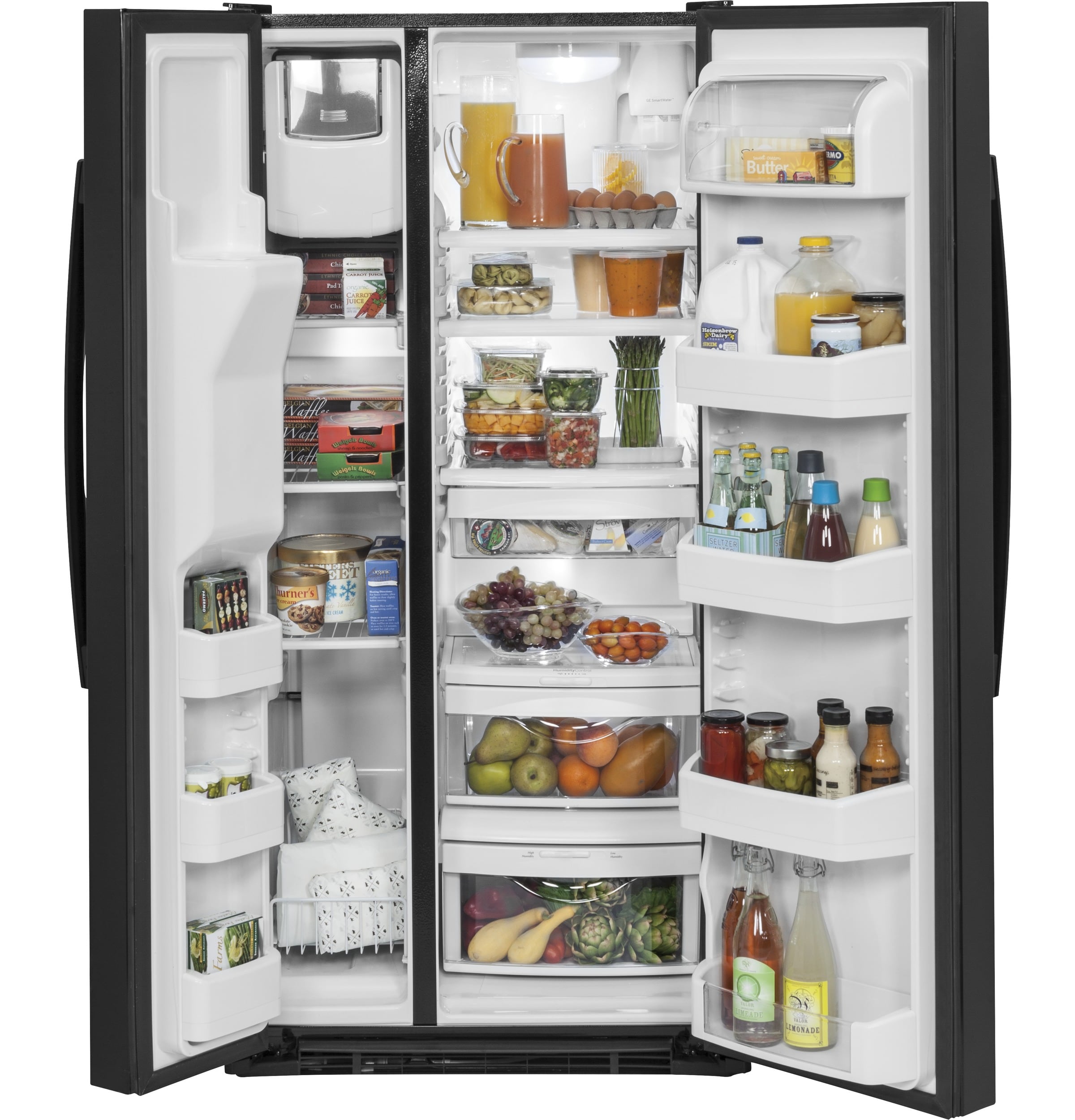 GE 23.2-cu ft Side-by-Side Refrigerator with Ice Maker (High-gloss ...