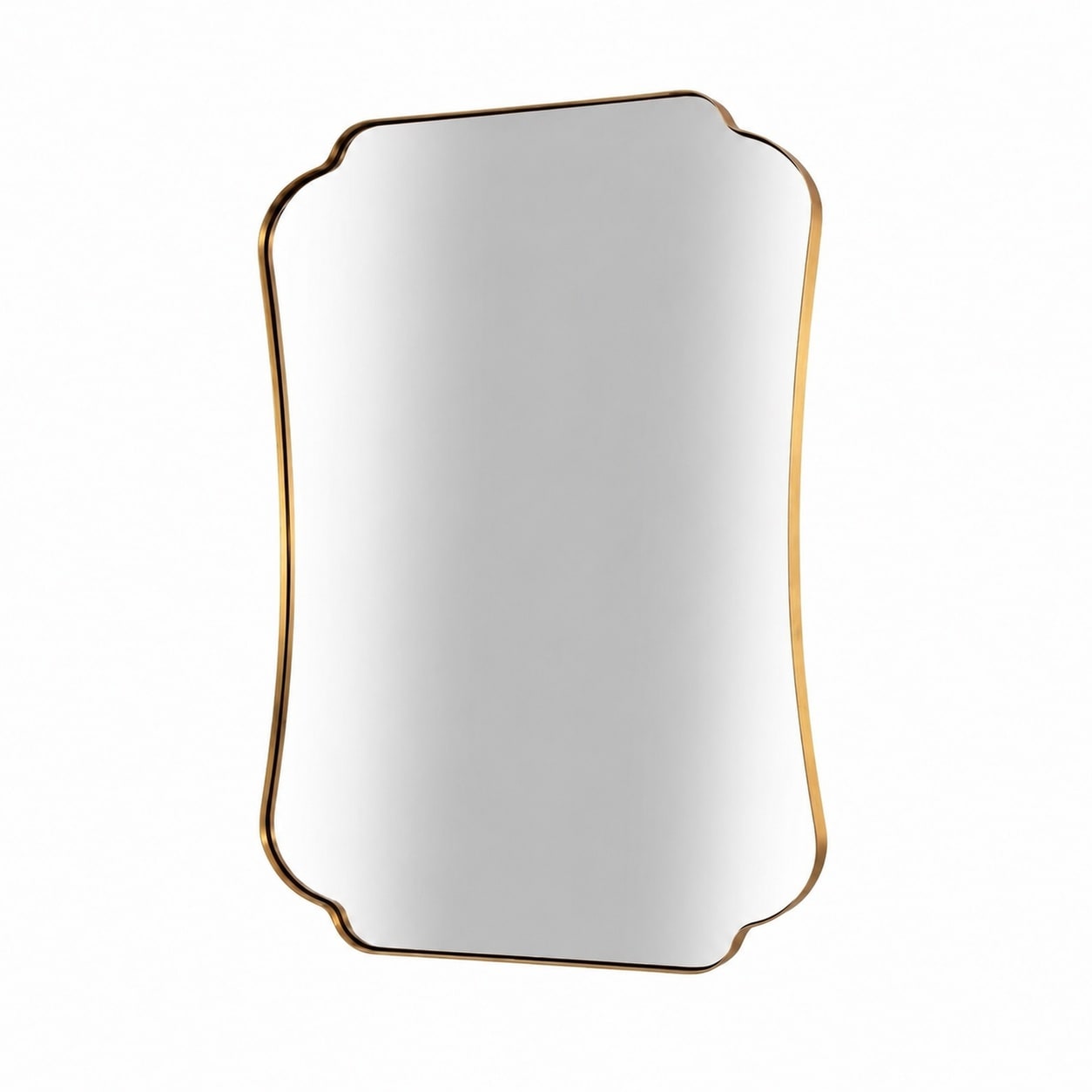Aoibox  30 x 40 Brushed Gold Scalloped Wall Mirror with Stainless Steel Frame for Bathrooms and Living Rooms