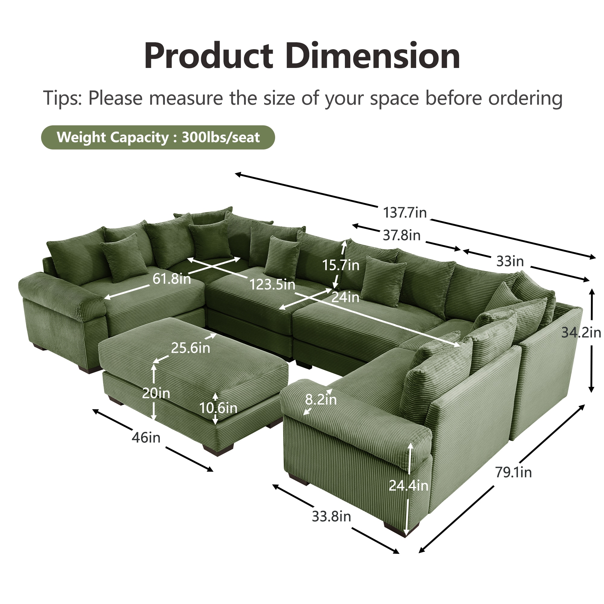 Homy Casa OCMSCR GR Sofas-Loveseats - View #2