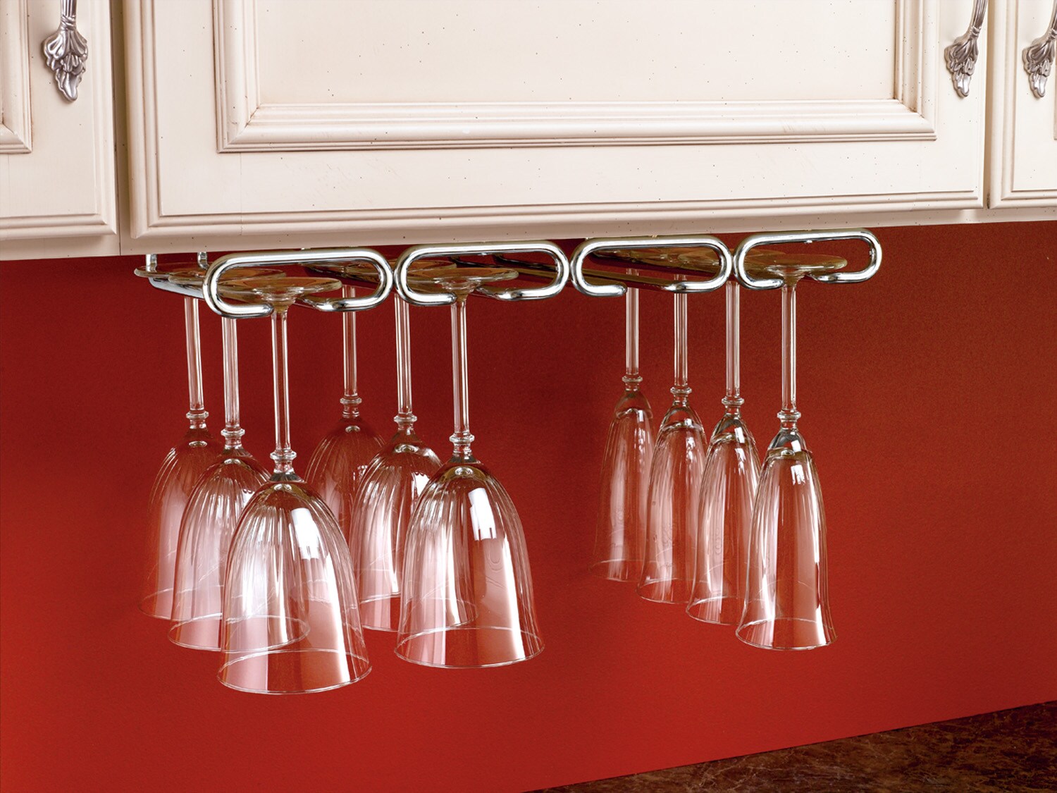 Rev-A-Shelf 3450-11CR 17-in W x 1.5-in H 1-Tier Under-shelf Metal Stemware Holder