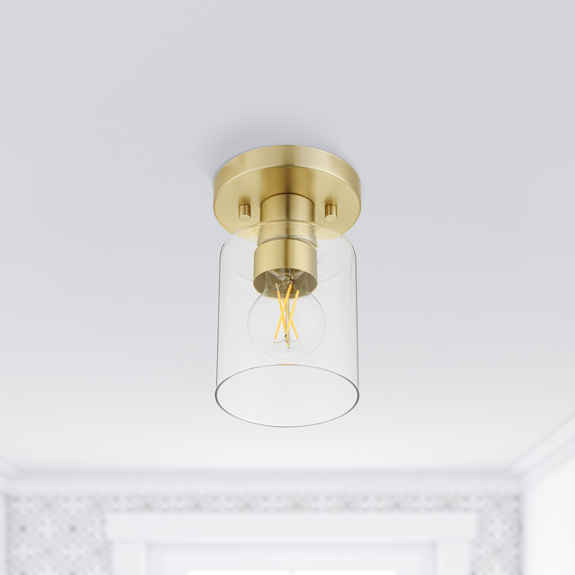 Project Source 43291 1 -Light 4.75-in Brushed Gold Semi Flush Mount Light