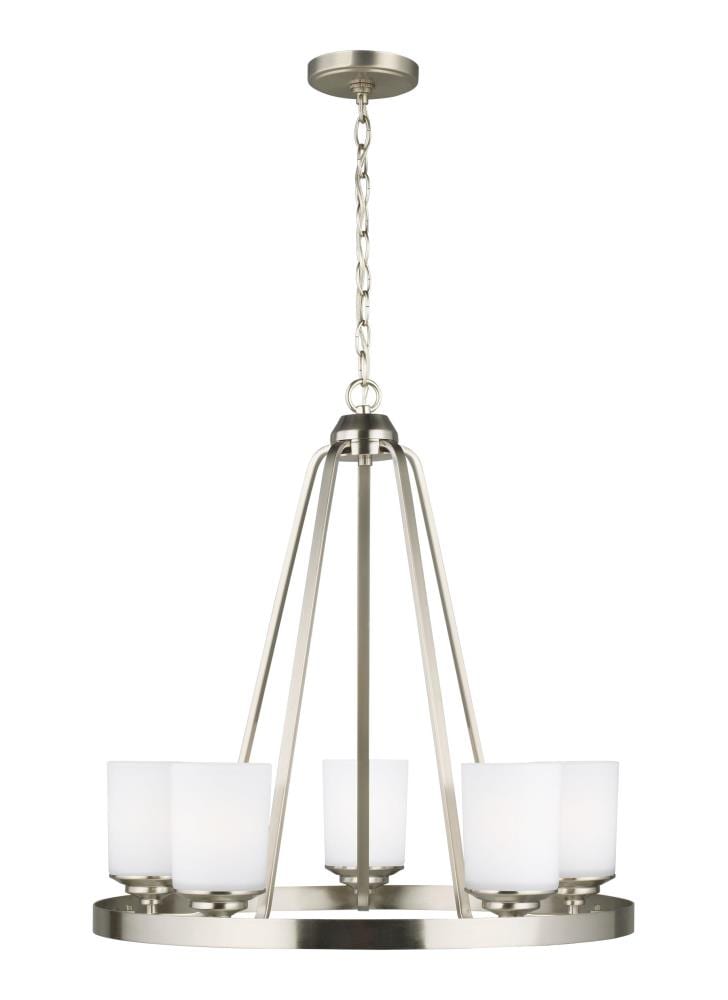 Generation Lighting 3130705-962 Kemal 5 -Light Brushed Nickel Transitional For Use in Dining Rooms, Foyers, Kitchens, Chandelier