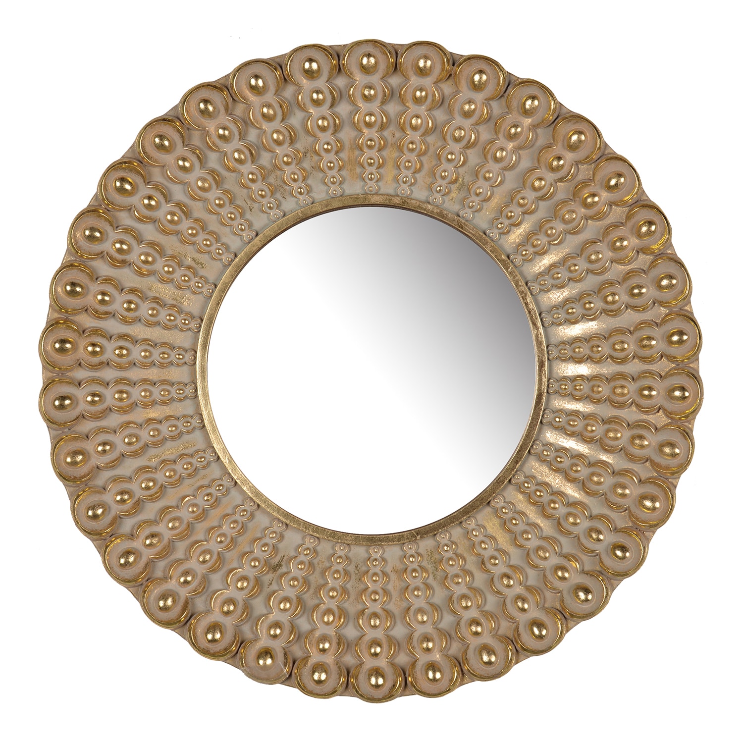CESICIA W62D68 18.5-in W x 18.5-in H Round Gold Framed Wall Mirror