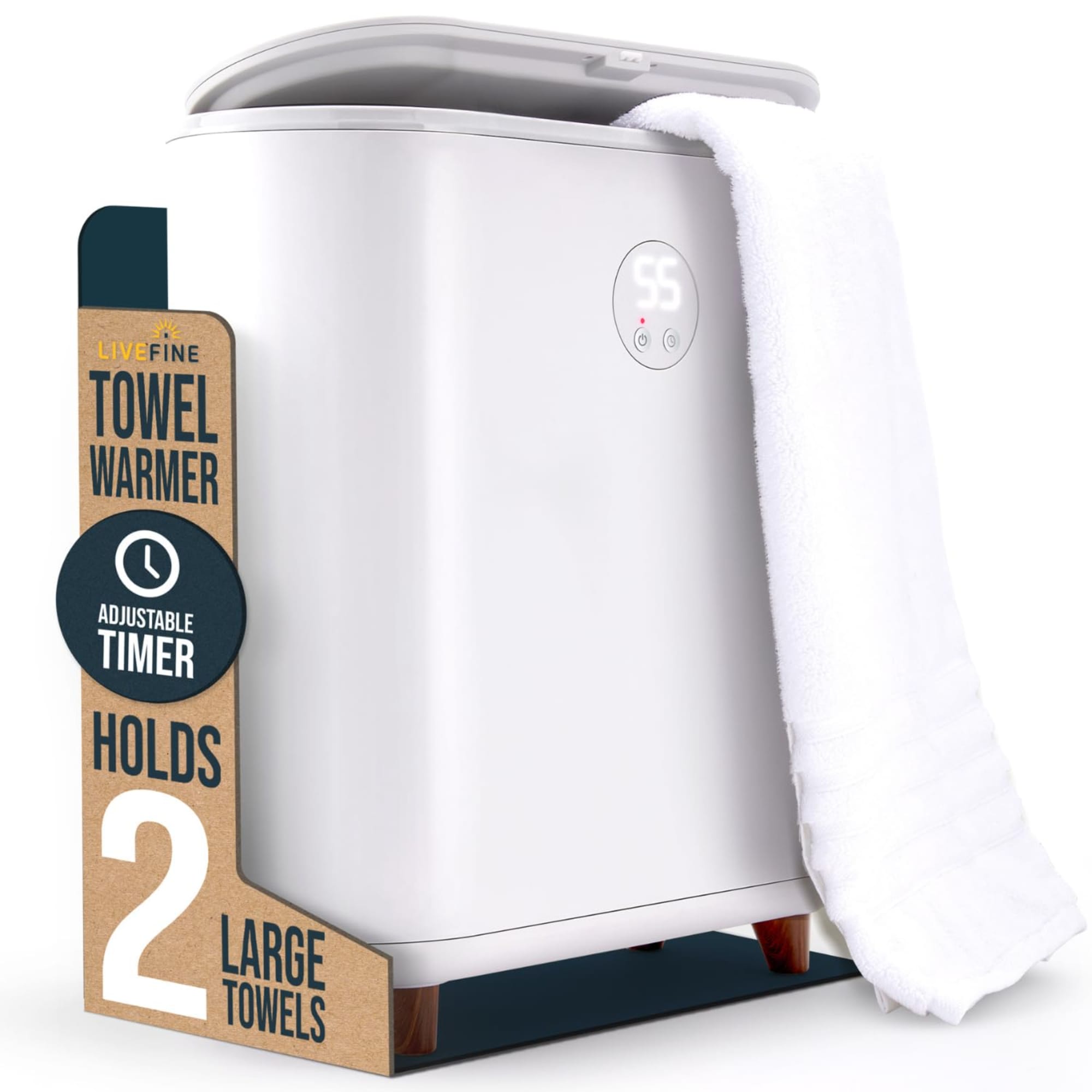 LiveFine White Plug-in Freestanding Towel Warmer 20.75-in x 19.75-in x 10.15-in