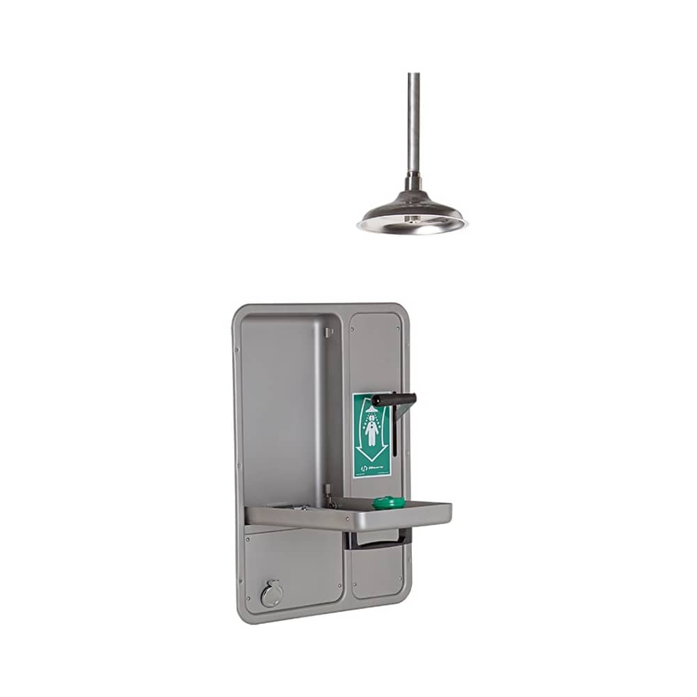 Haws 8356WCDD Axion Recessed Cabinet Eye and Face Wash with Pull Down Lever for Ceiling Mounted Drench Shower Head Includes Drain Pan with Daylight Drain Feature #8356WCDD